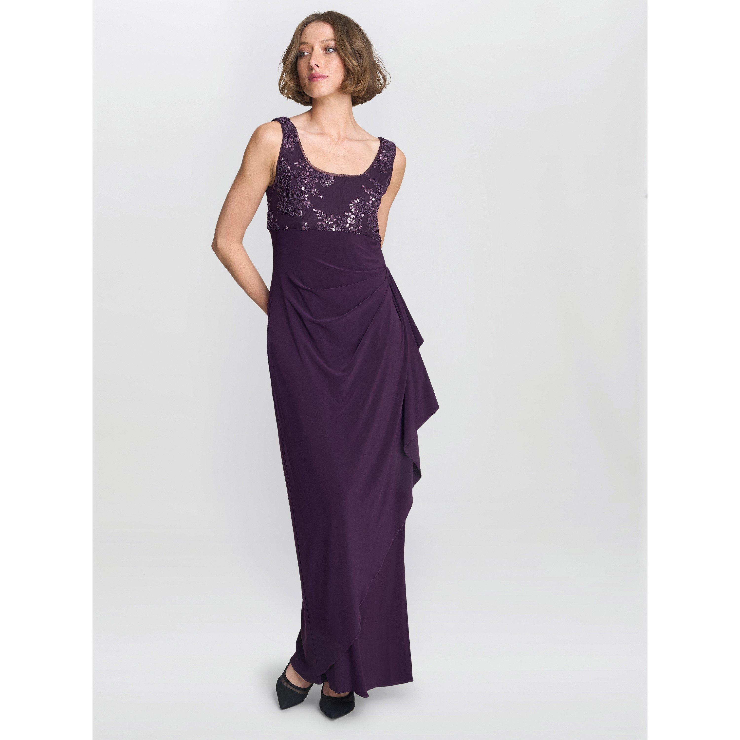 Eggplant - Gina Bacconi - Susanne Maxi Dress With Lace Jacket - 7