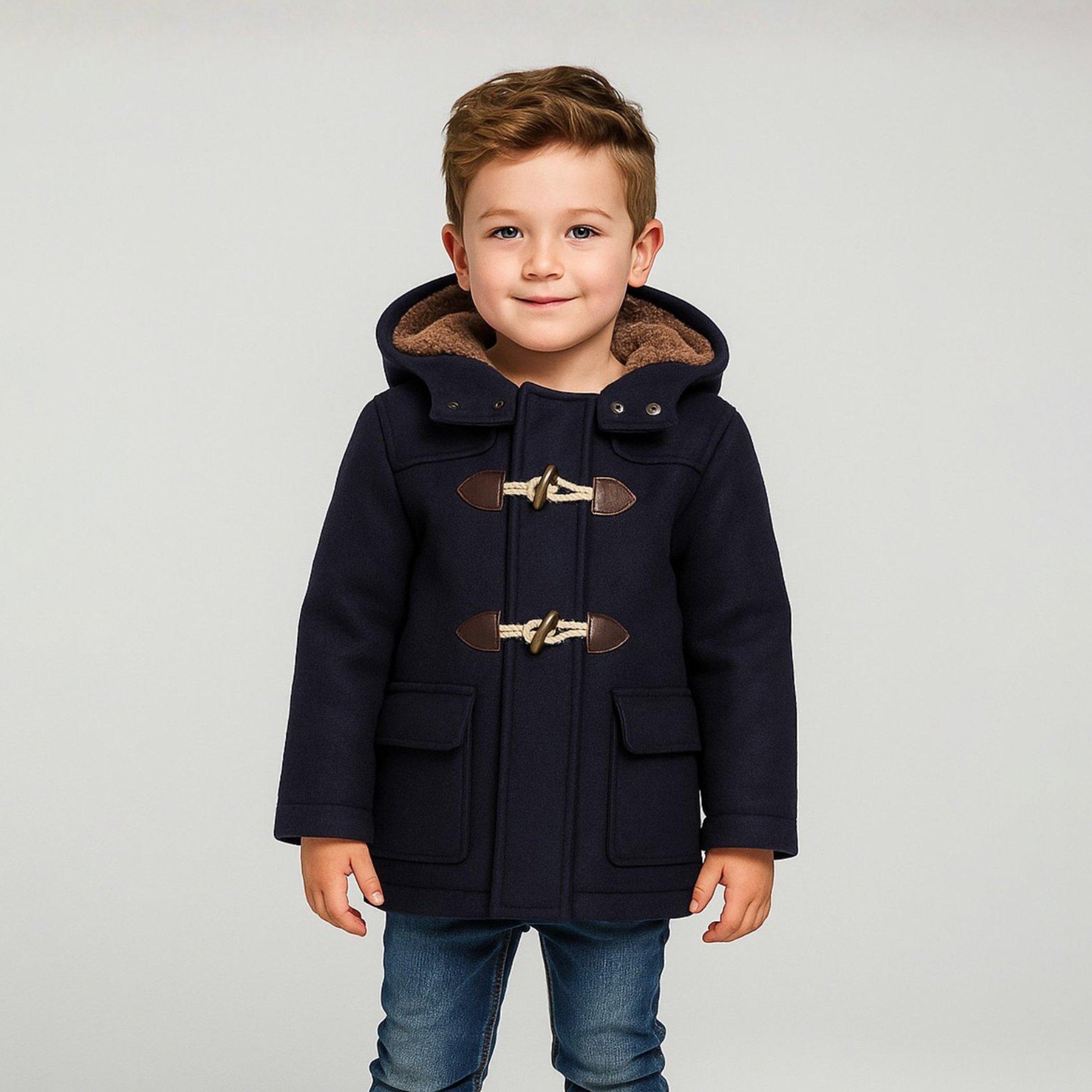 Marineblauw - Minoti - Boys duffle coat with toggle closure navy - 2