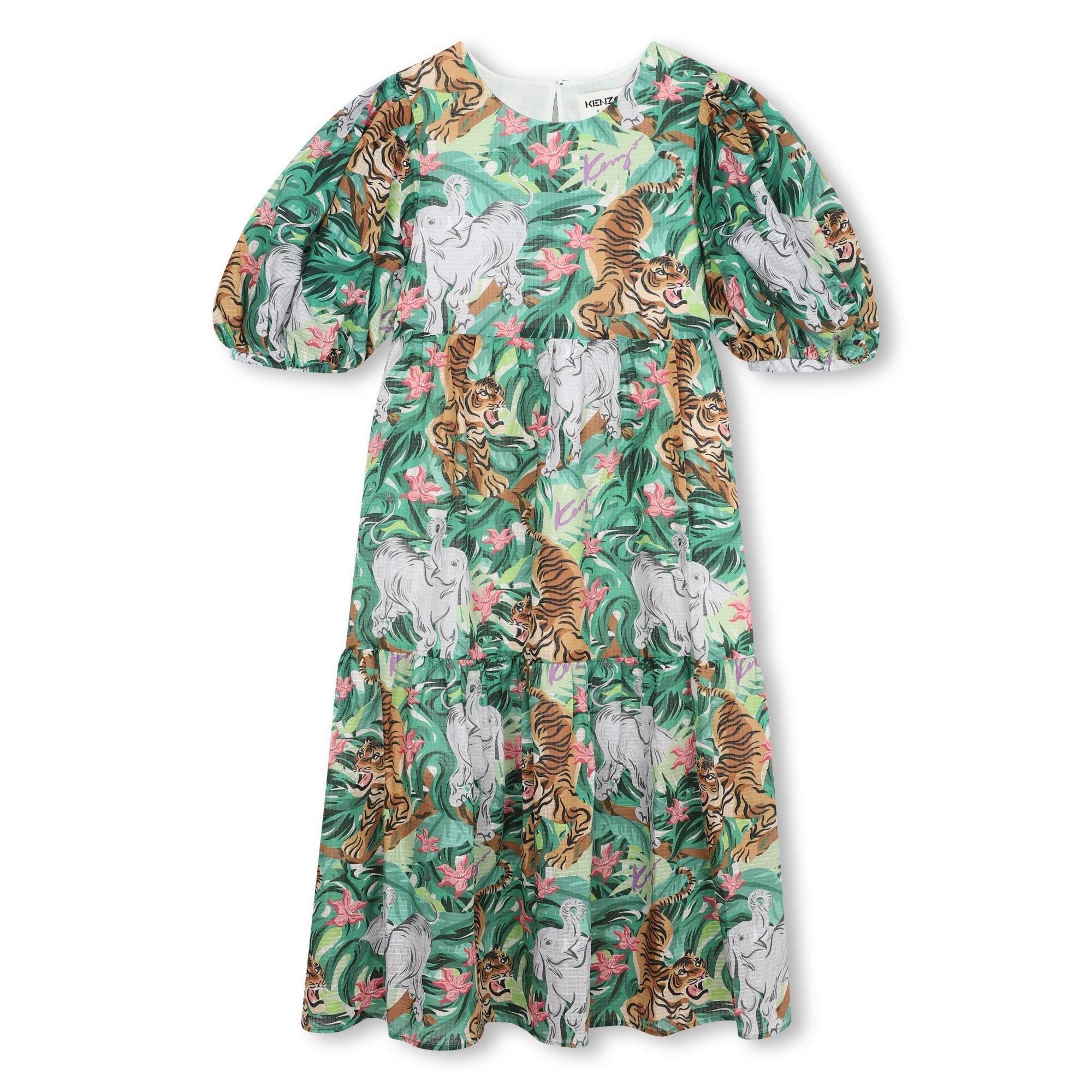 Forest Green - Kenzo - Kids' Animal Print Mini Dress - 1