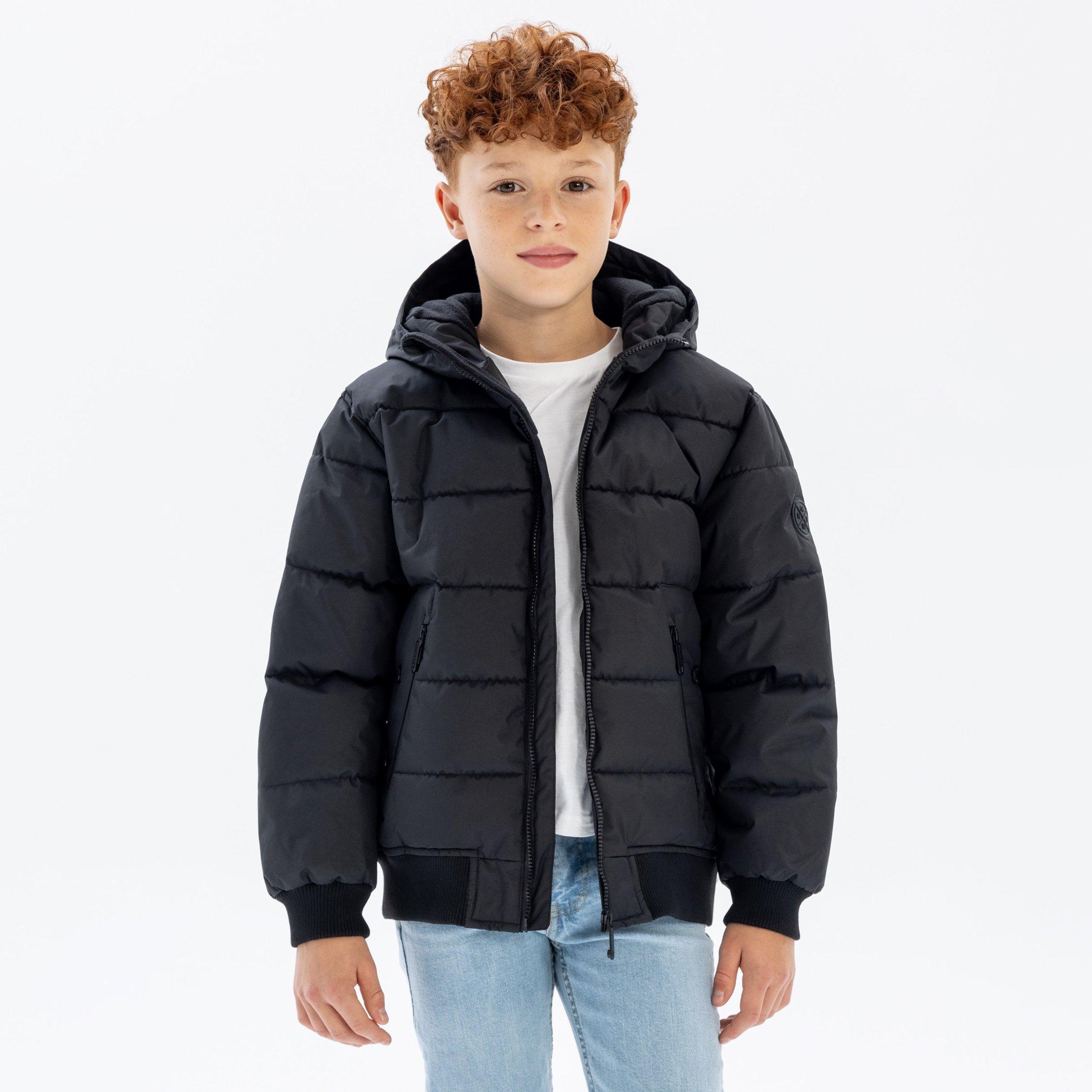 Black - Minoti - Boys padded jacket with hood black - 2