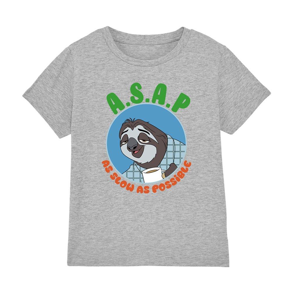 Light Grey - Disney - Zootopia 2 Flash Sloth Slow Kids T-Shirt Athletic - 1