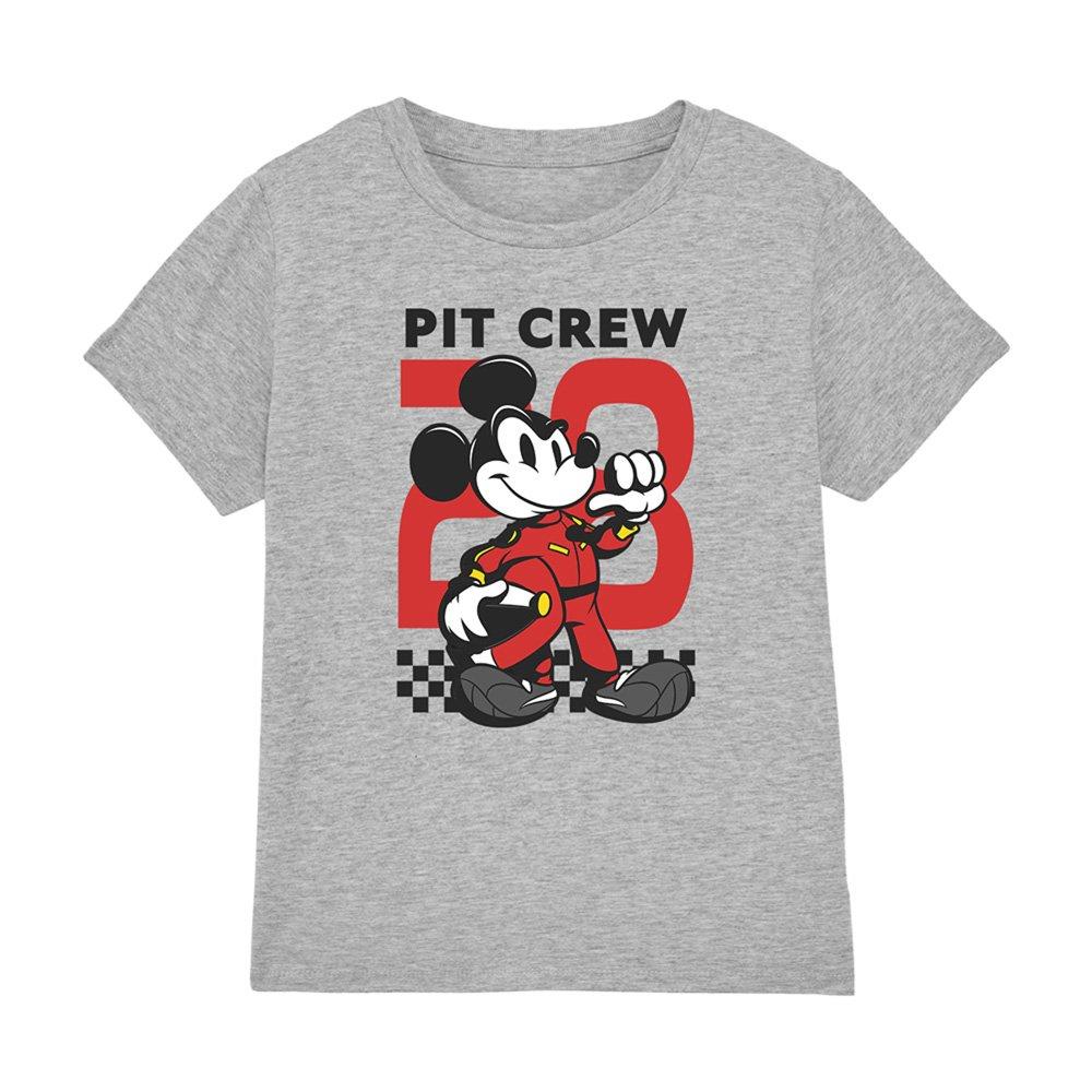 Light Grey - Disney - Mickey Mouse Pit Crew Kids T-Shirt Athletic Heath - 1