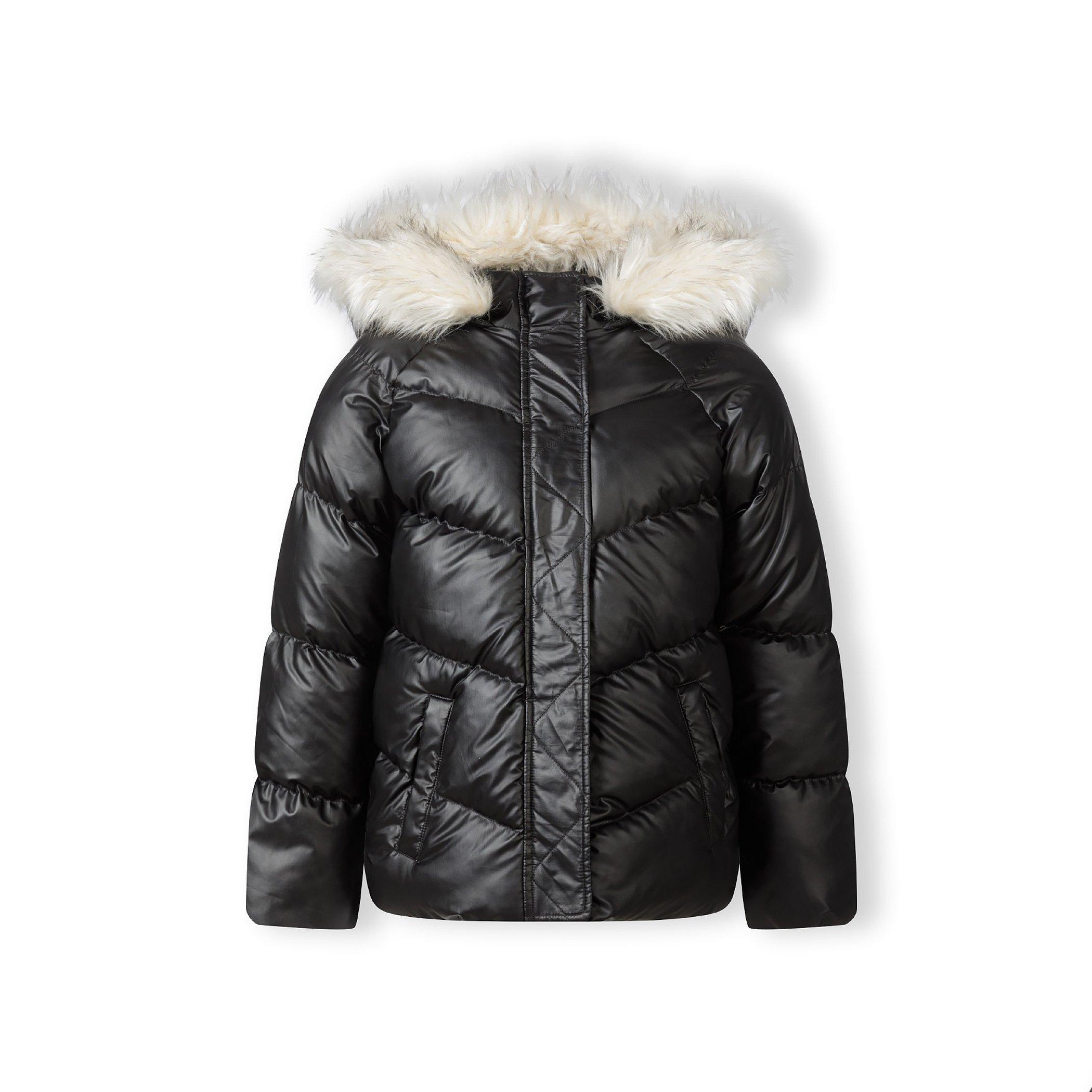 Black - Minoti - Girls padded jacket faux fur lining black - 1