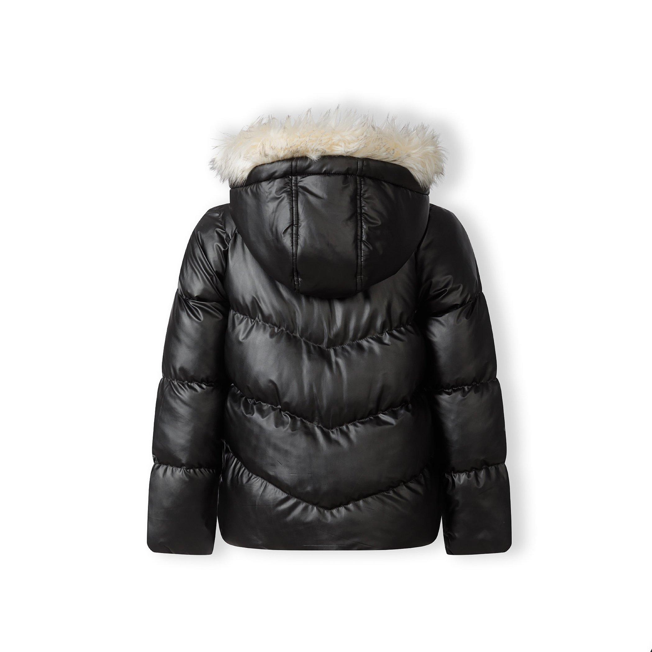 Zwart - Minoti - Girls padded jacket faux fur lining black - 3