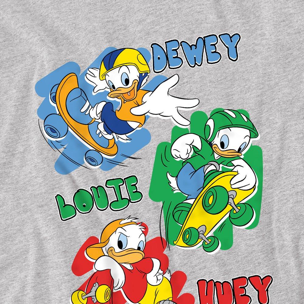 Light Grey - Disney - Huey Dewey And Louie Skateboard Ducks Kids T-Shir - 2