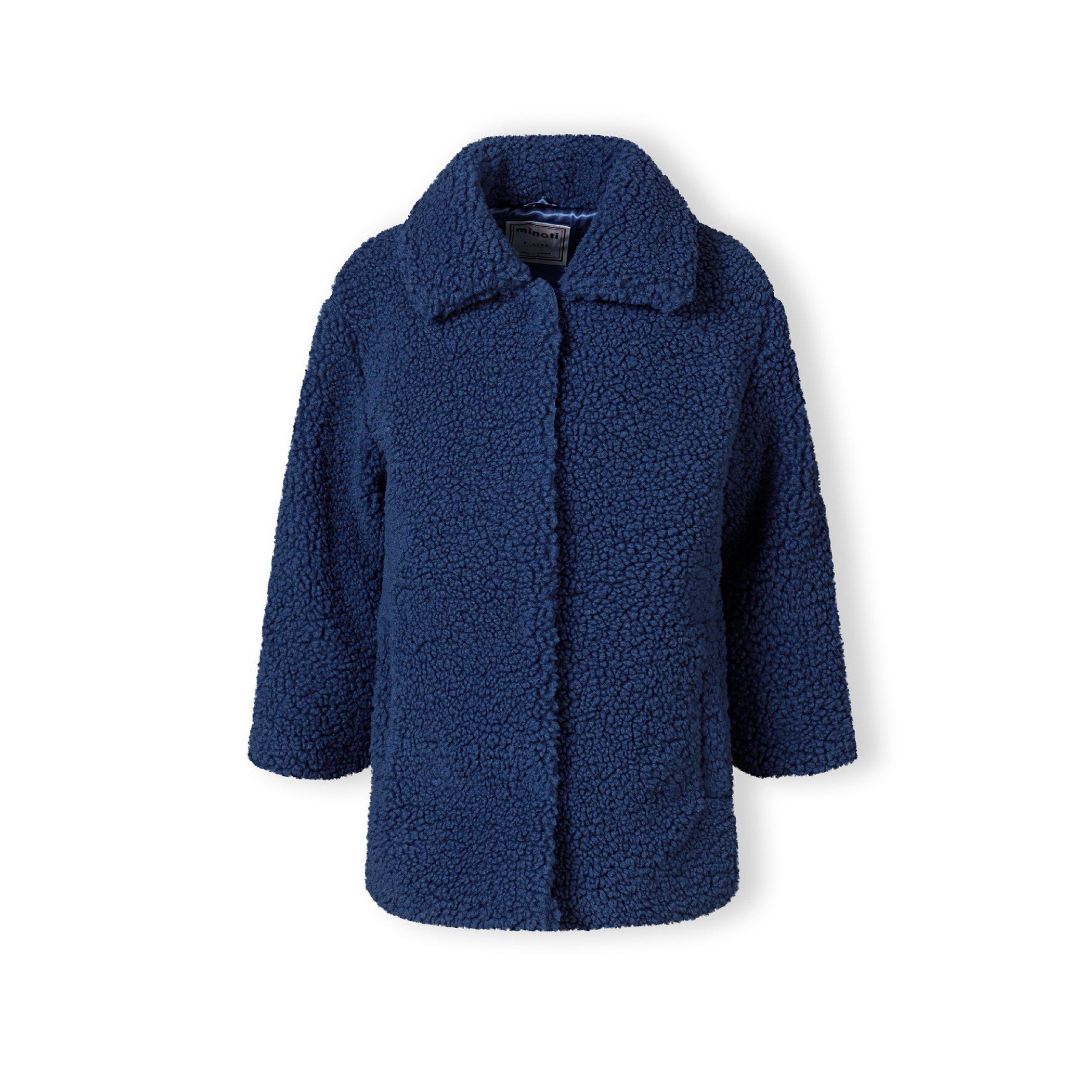 Minoti  Girls Sherpa Boucle Jacket With Satin Lining Blue - 6-7 Yrs
