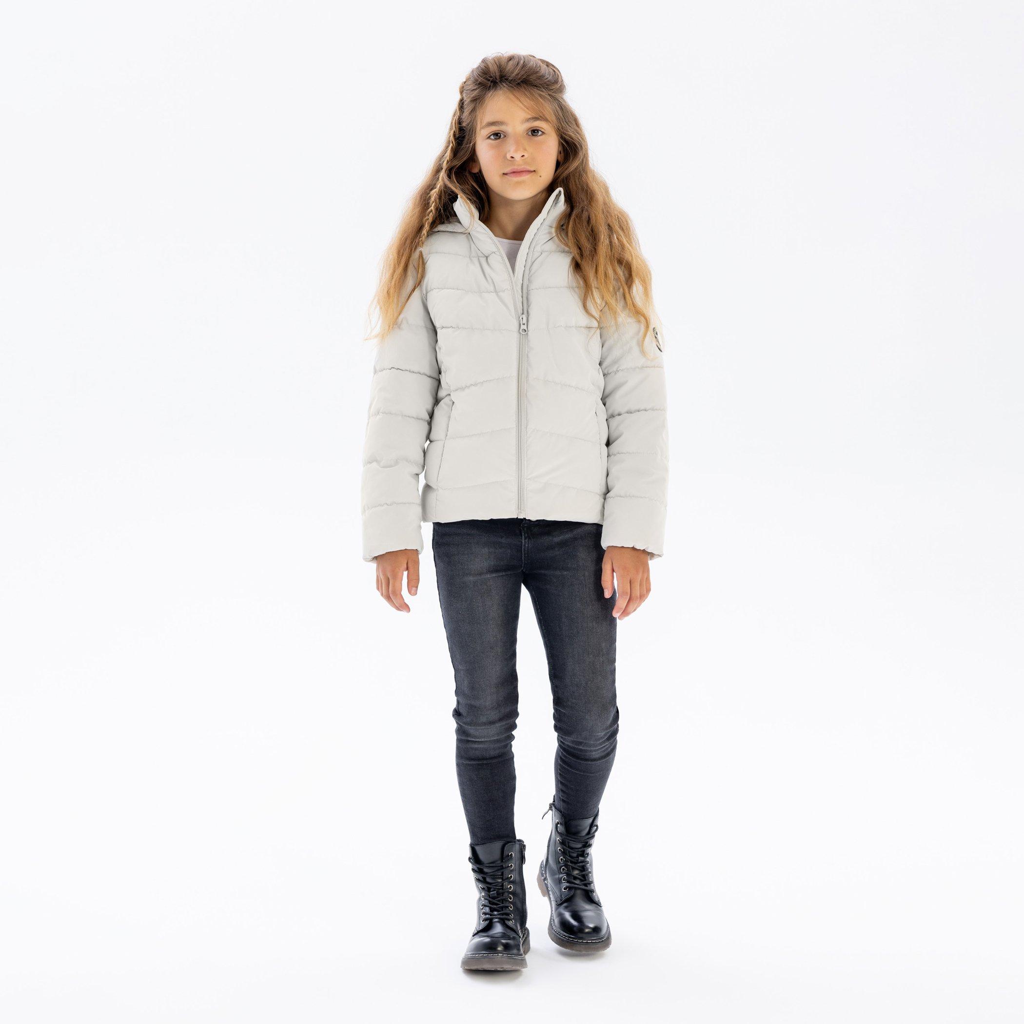 Stone - Minoti - Girls padded jacket velvet feel grey - 2