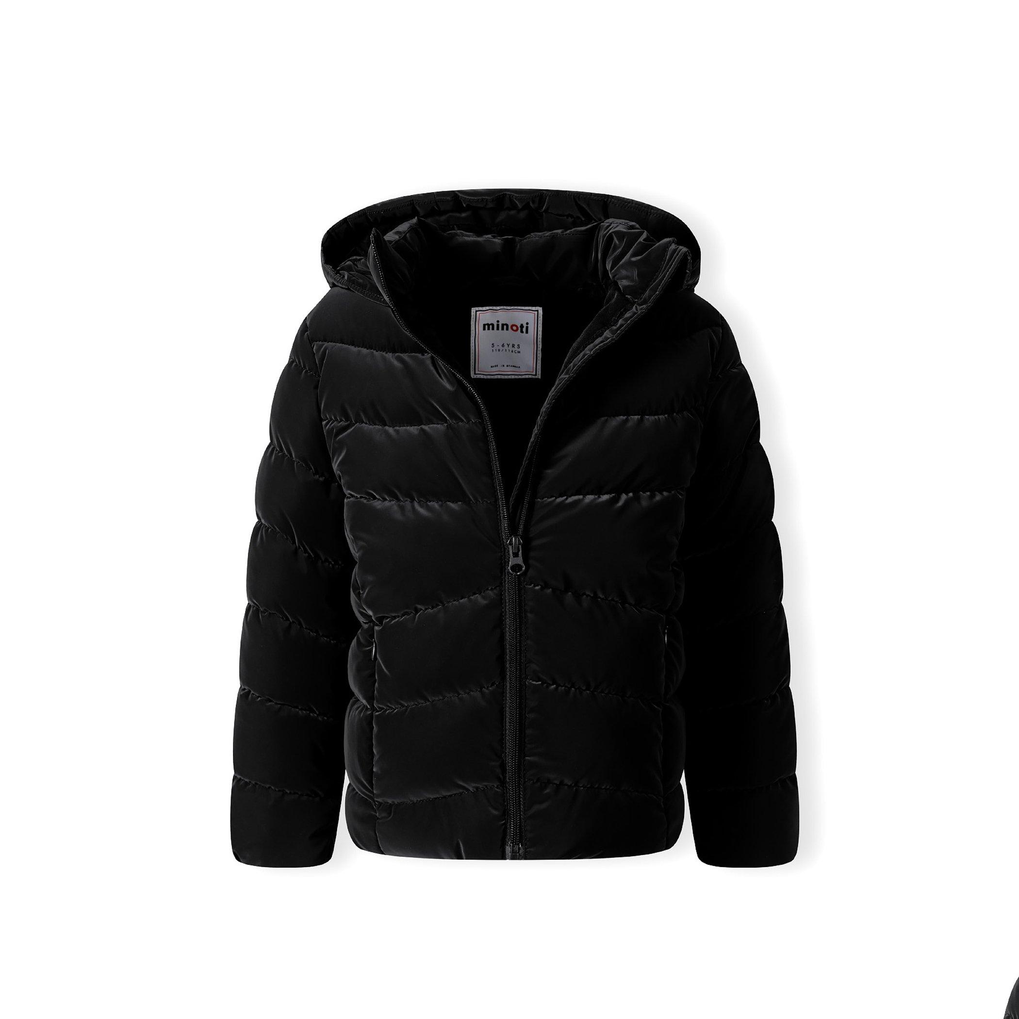 Zwart - Minoti - Girls padded jacket velvet feel black - 5