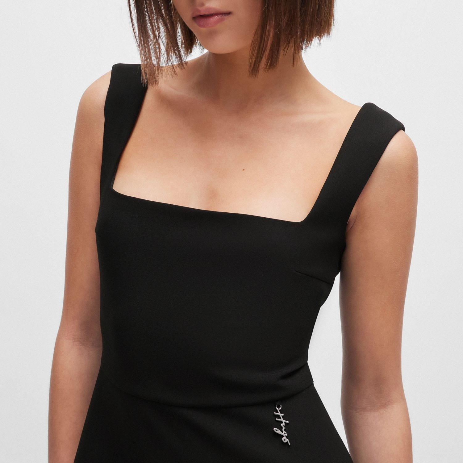 Black - Hugo - Kasanka Metallic Logo Mini Dress - 5