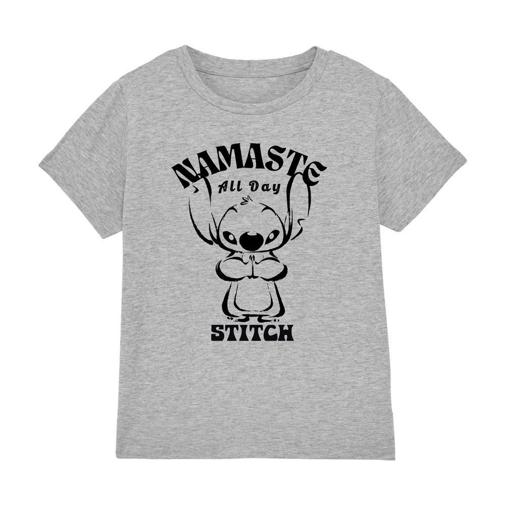Light Grey - Disney - Lilo & Stitch Namaste All Day Kids T-Shirt Light G - 1