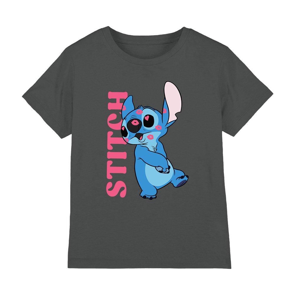Disney Lilo & Stitch Covered In Kisses Kids T-Shirt Charc
