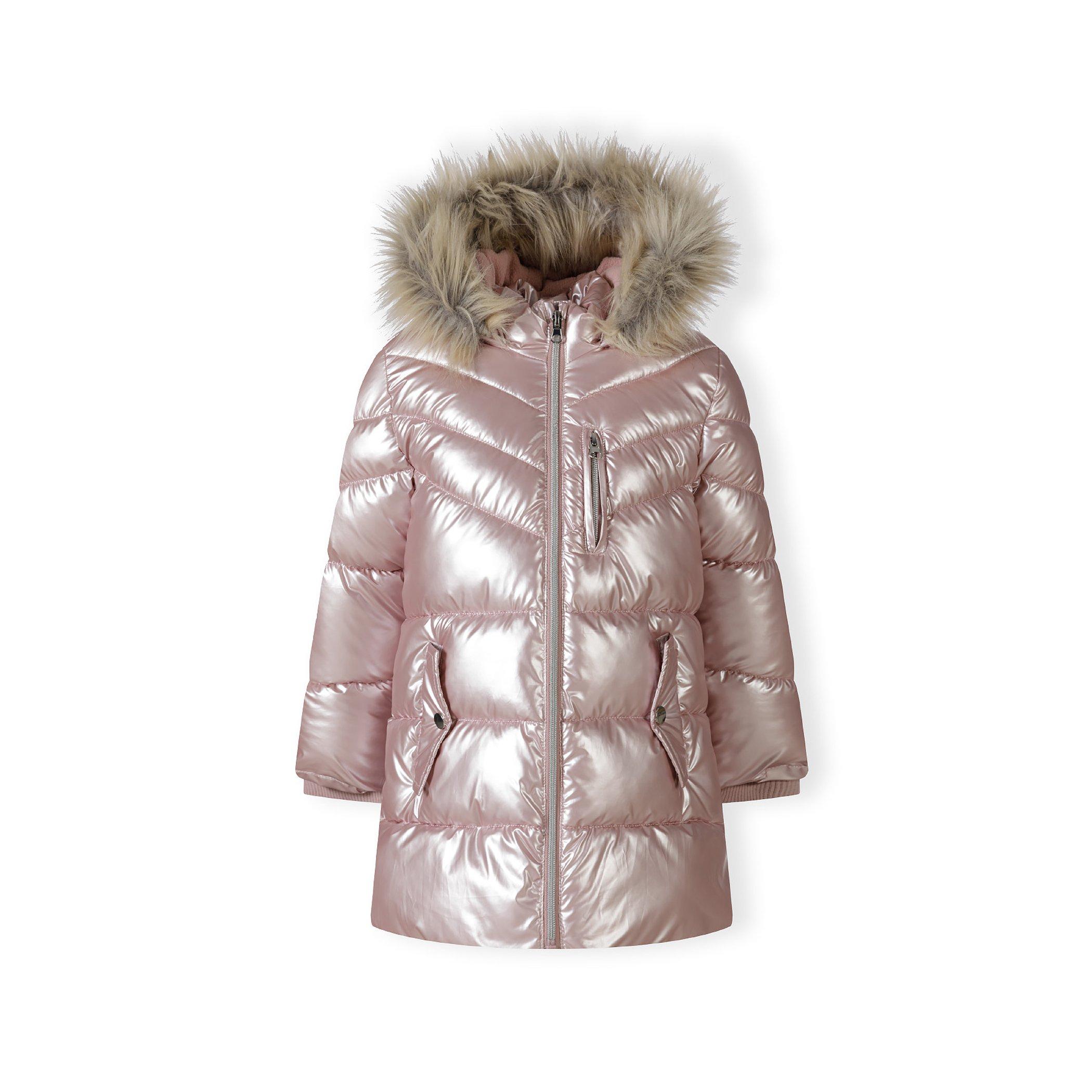 Pink - Minoti - Girls winter coat detachable faux fur pink - 1