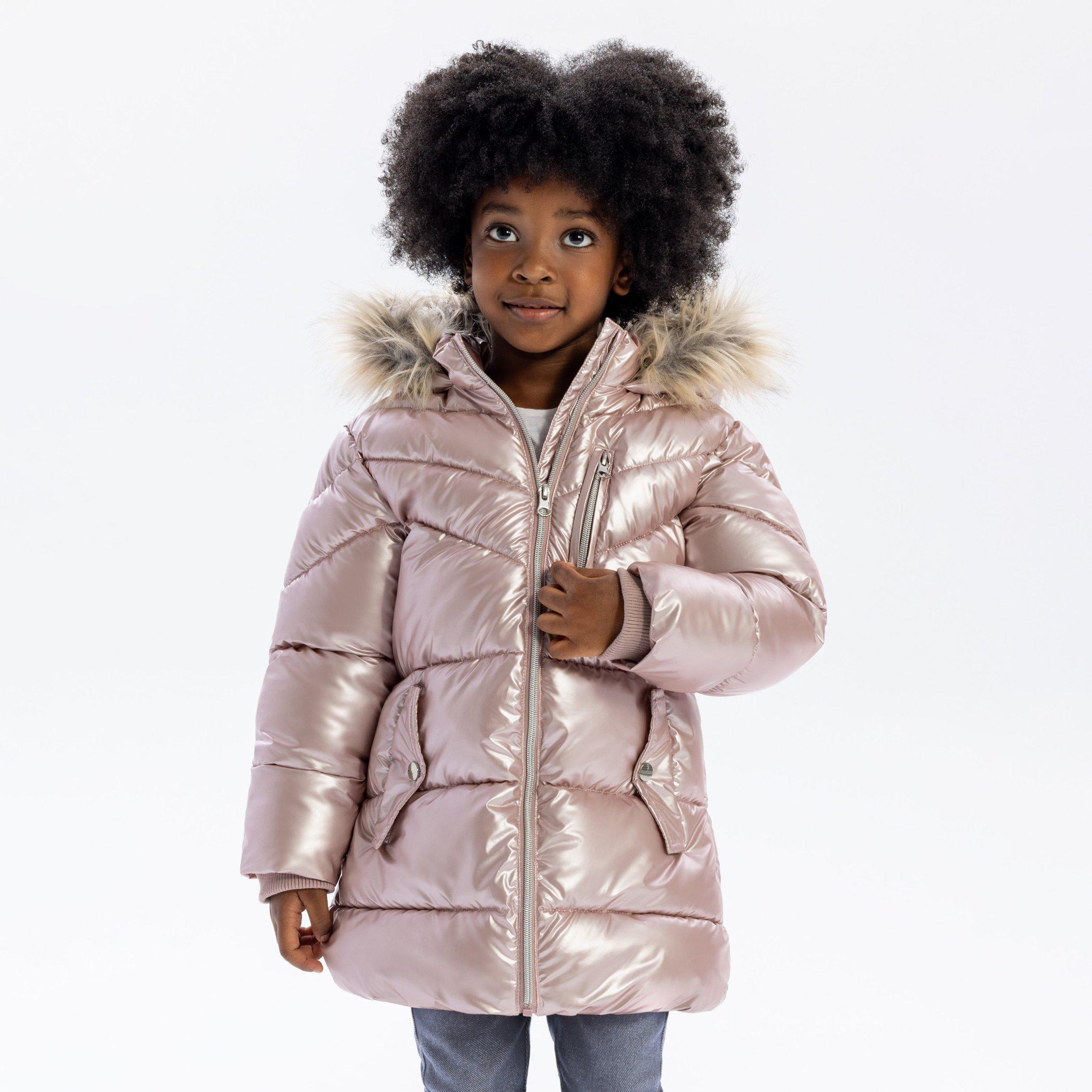 Roza - Minoti - Girls winter coat detachable faux fur pink - 2