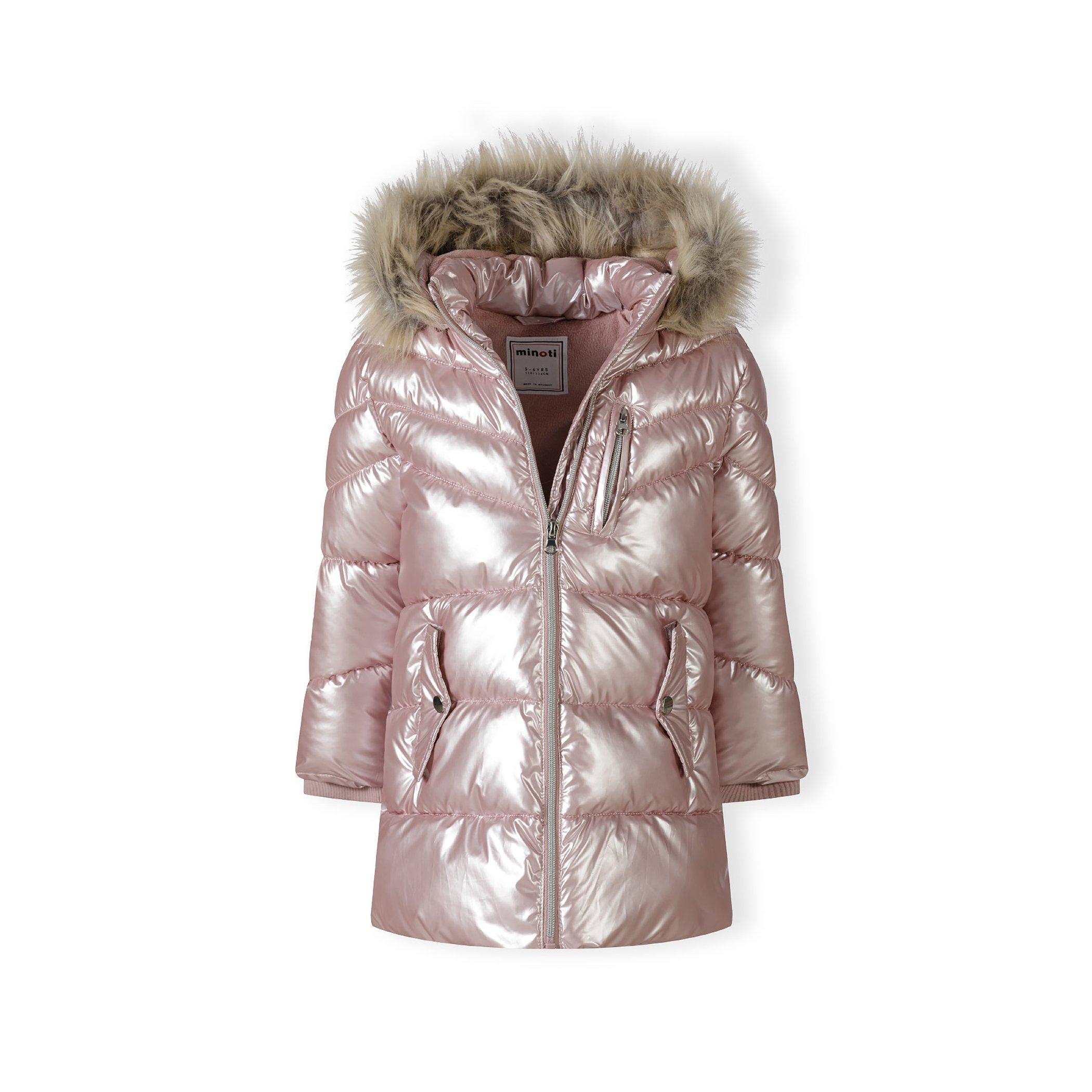 Roza - Minoti - Girls winter coat detachable faux fur pink - 4