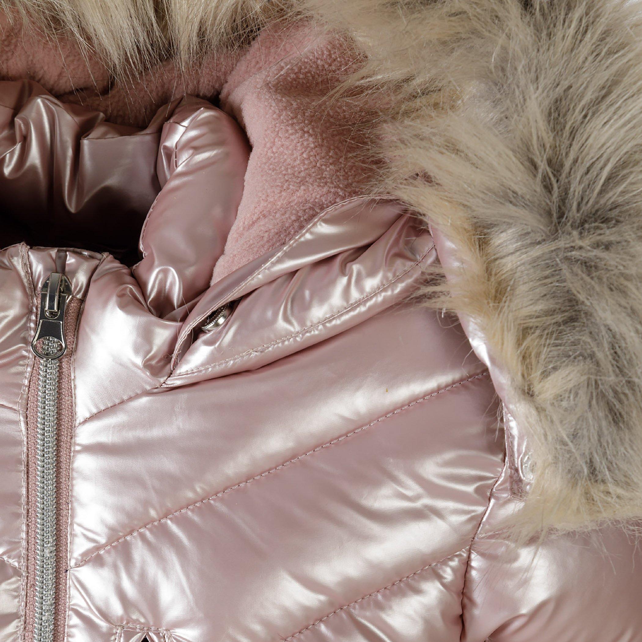Roza - Minoti - Girls winter coat detachable faux fur pink - 5