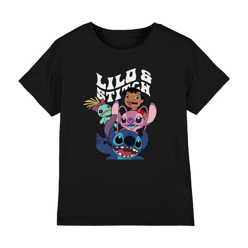 Black - Disney - Lilo & Stitch Character Montage Kids T-Shirt Black - 1