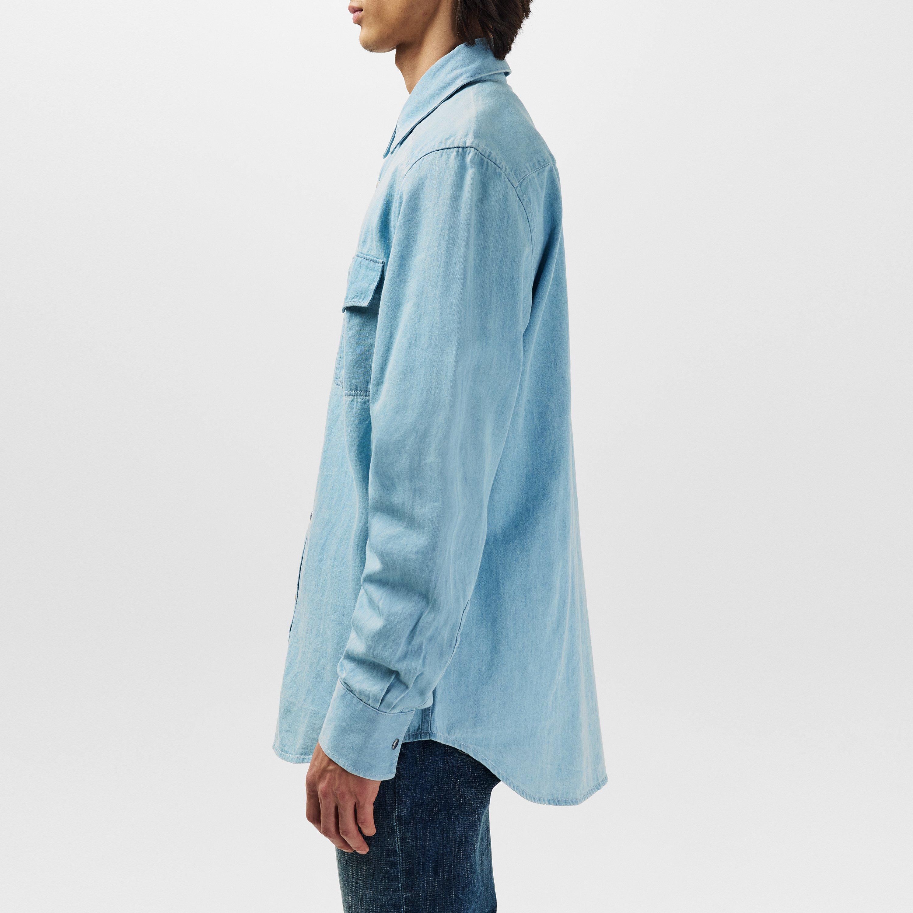 Blue LT - Paul Smith - Men's Long-Sleeve Pocket Plain Shirt - 2