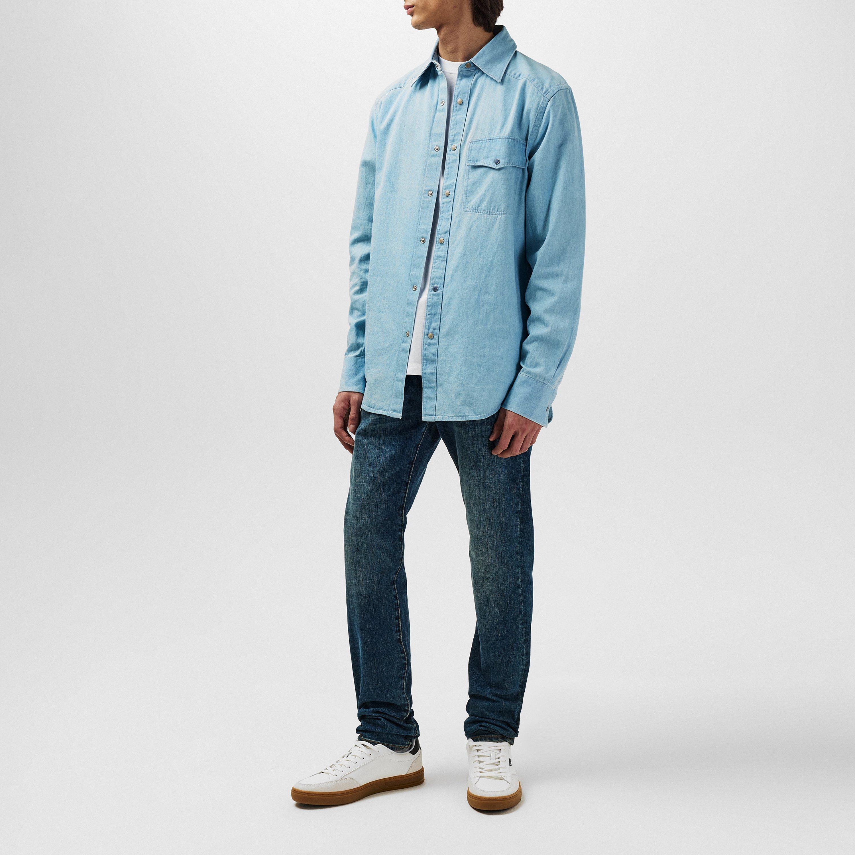 Blue LT - Paul Smith - Men's Long-Sleeve Pocket Plain Shirt - 4