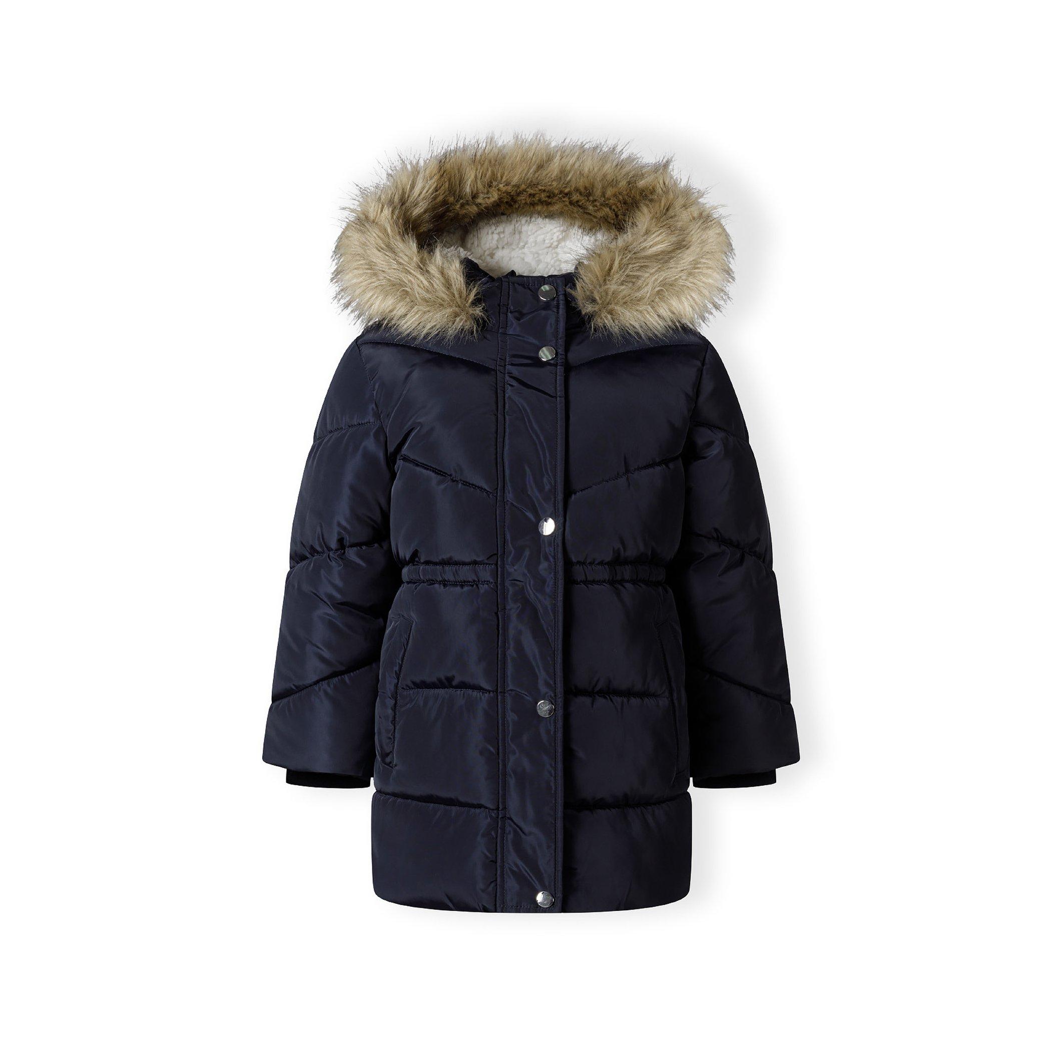 Minoti Girls winter coat with padded hood navy