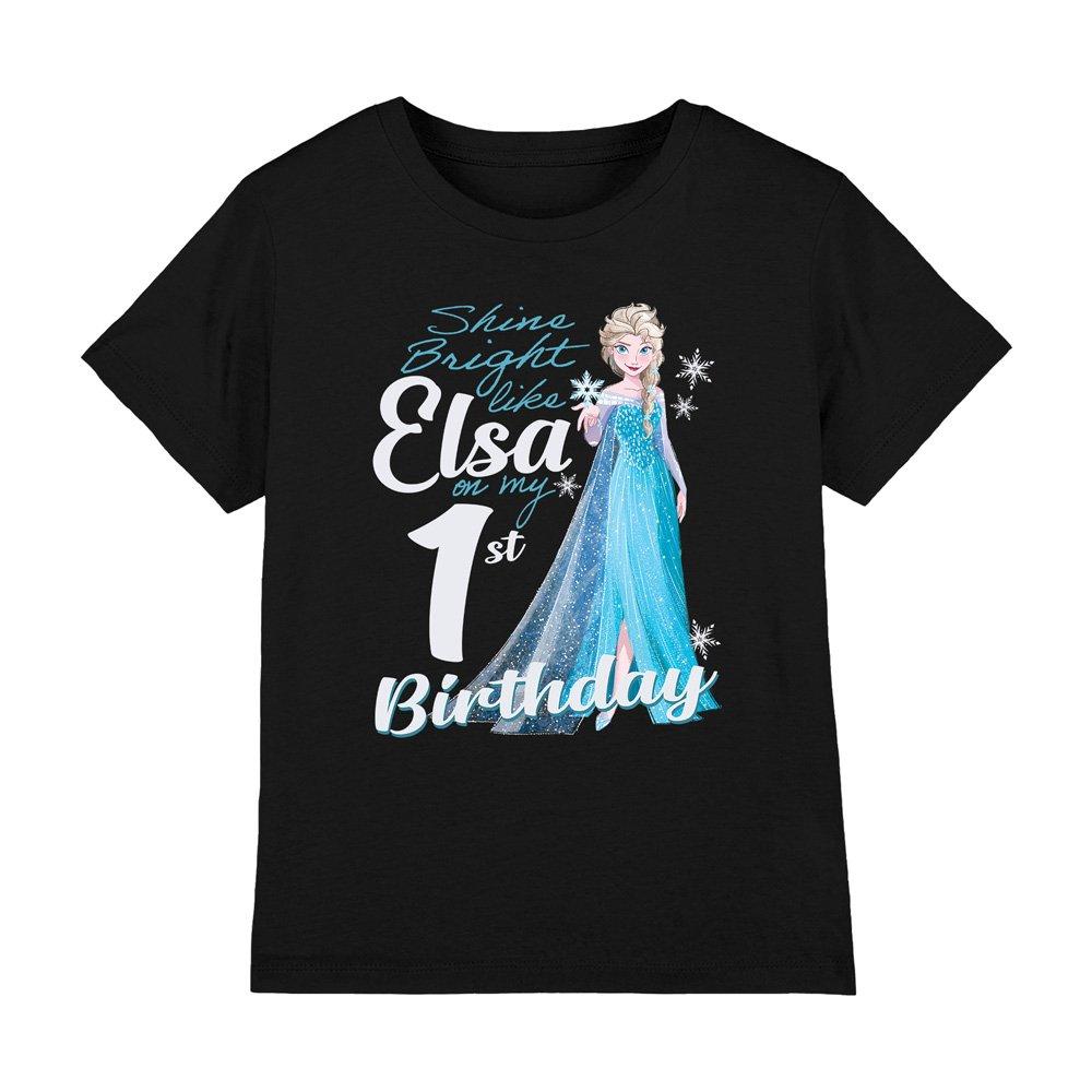 Black - Frozen - Frozen Bright Like Elsa 1St Birthday T-Shirt Black - 1