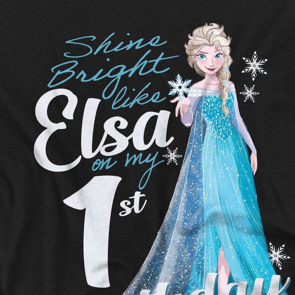Black - Frozen - Frozen Bright Like Elsa 1St Birthday T-Shirt Black - 2