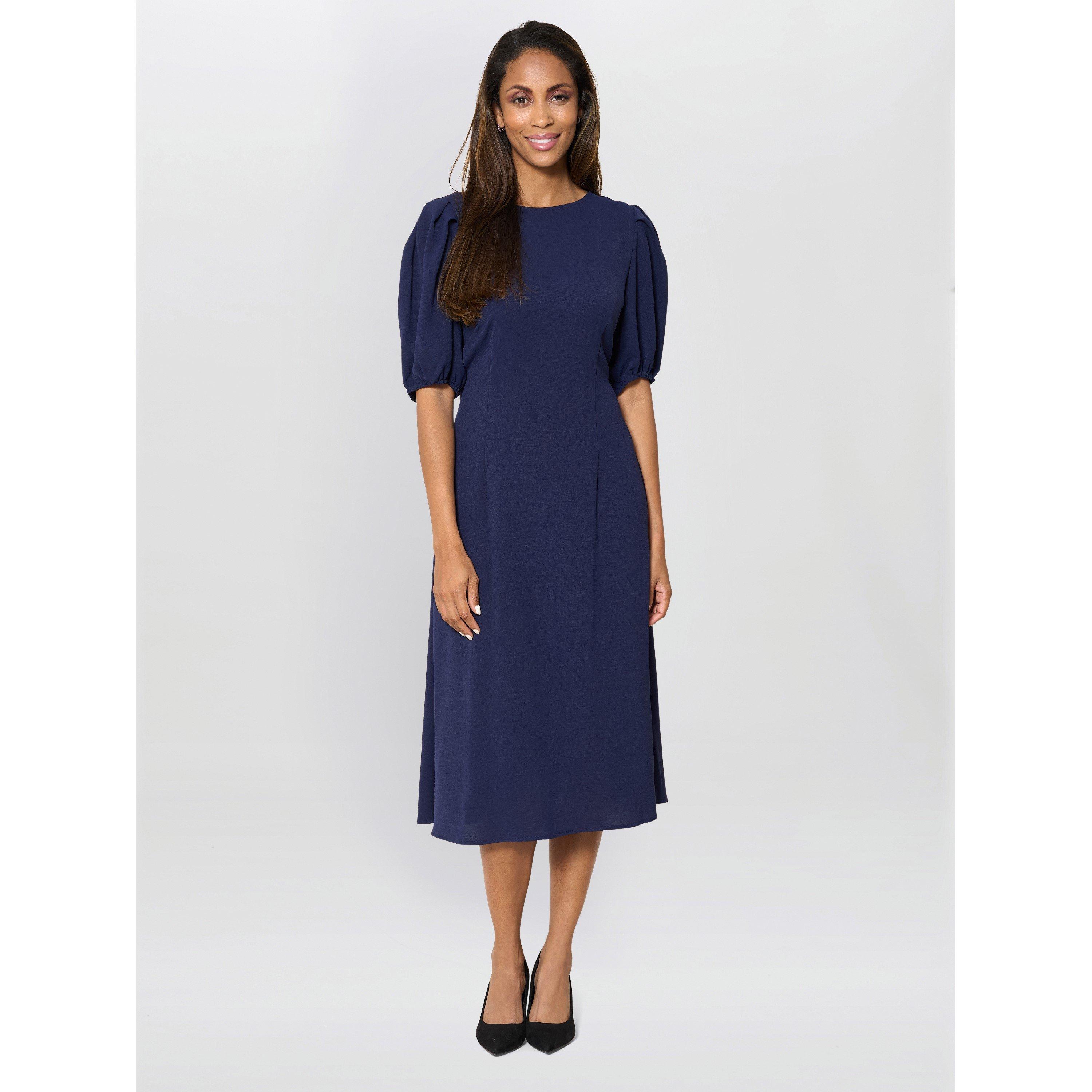 Navy - Gina Bacconi - Flora Puff Sleeve Midi Dress - 2