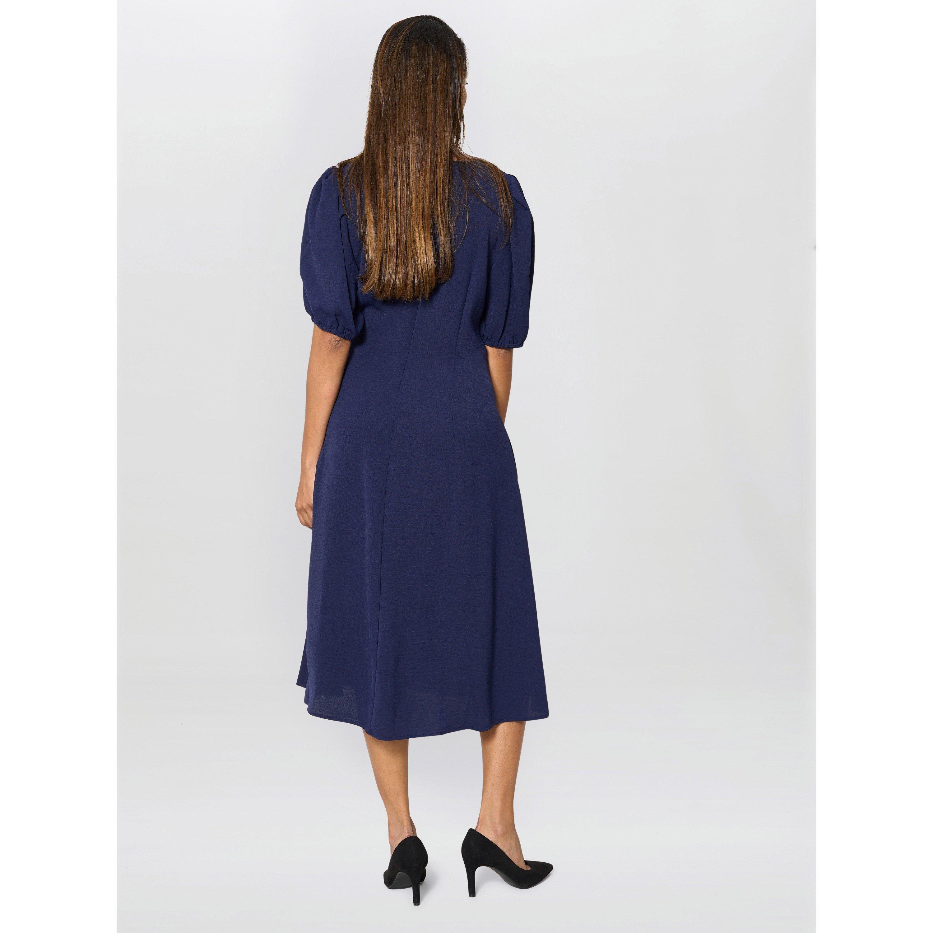 Navy - Gina Bacconi - Flora Puff Sleeve Midi Dress - 3
