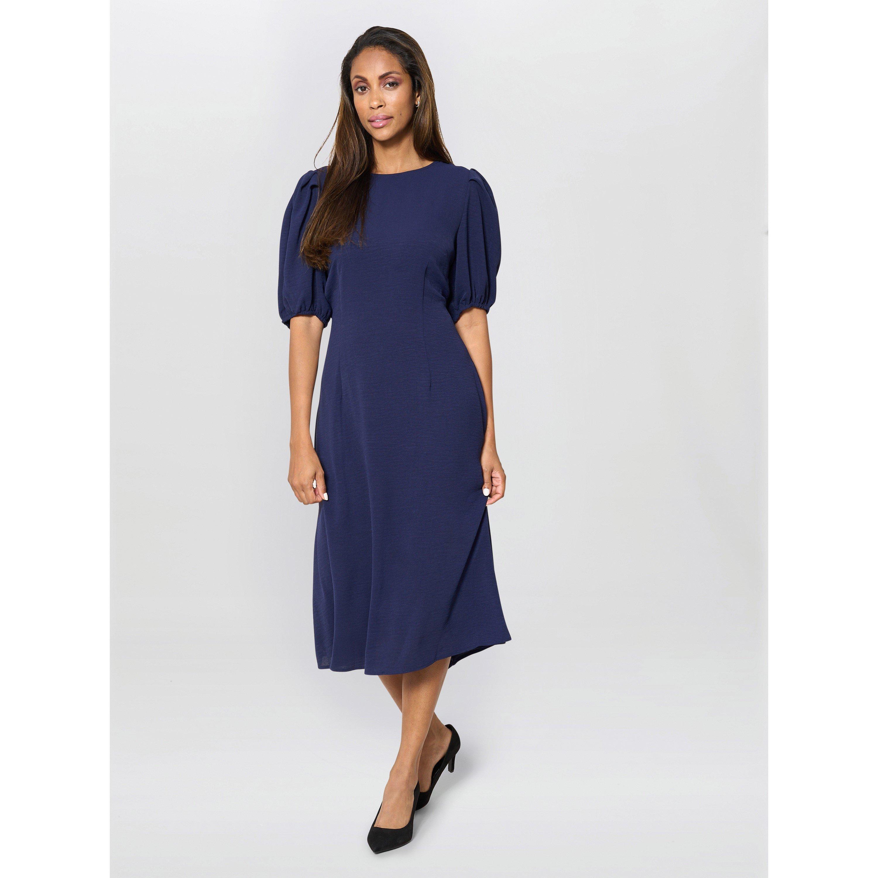 Navy - Gina Bacconi - Flora Puff Sleeve Midi Dress - 4