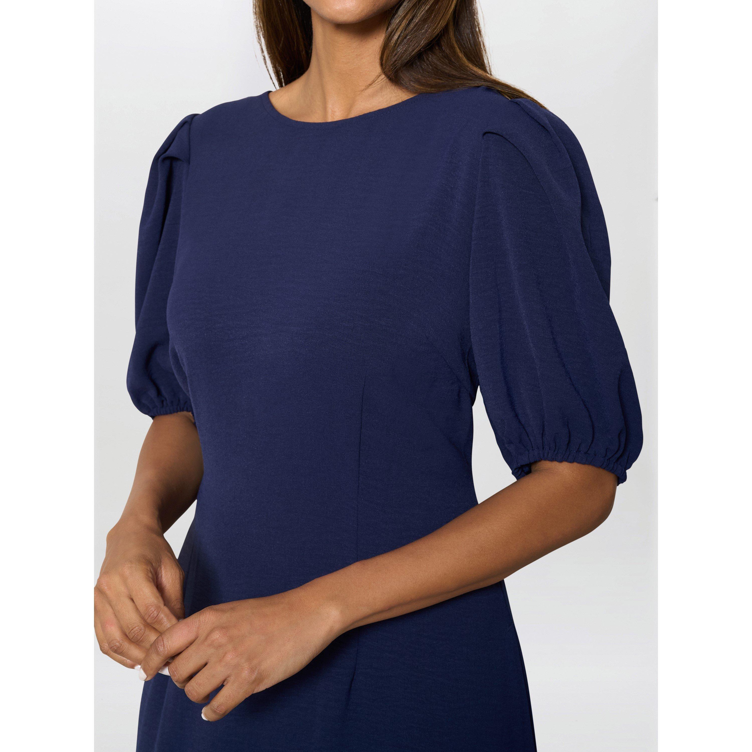 Navy - Gina Bacconi - Flora Puff Sleeve Midi Dress - 6