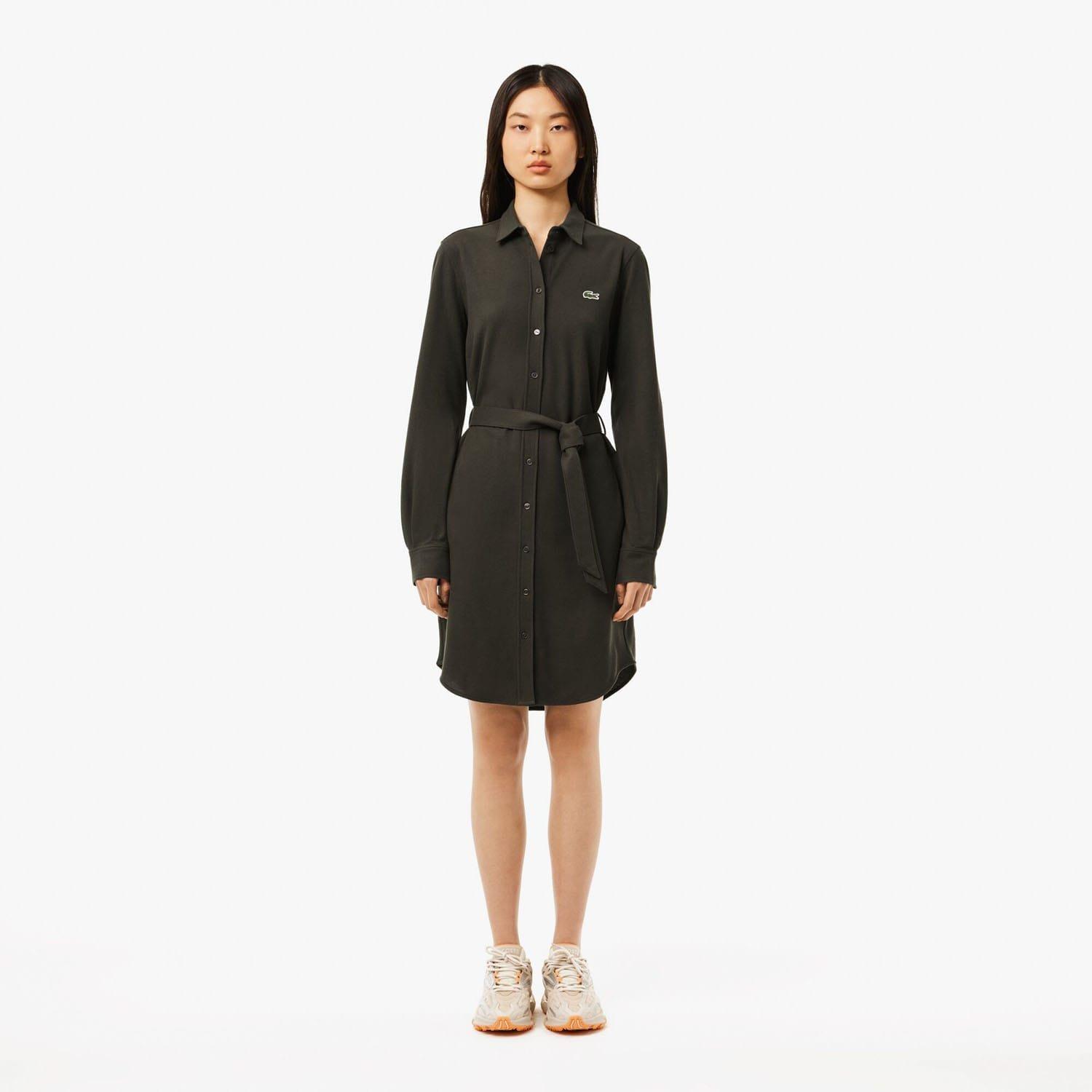 Green - Lacoste - Belted Pique Shirt Dress - 1