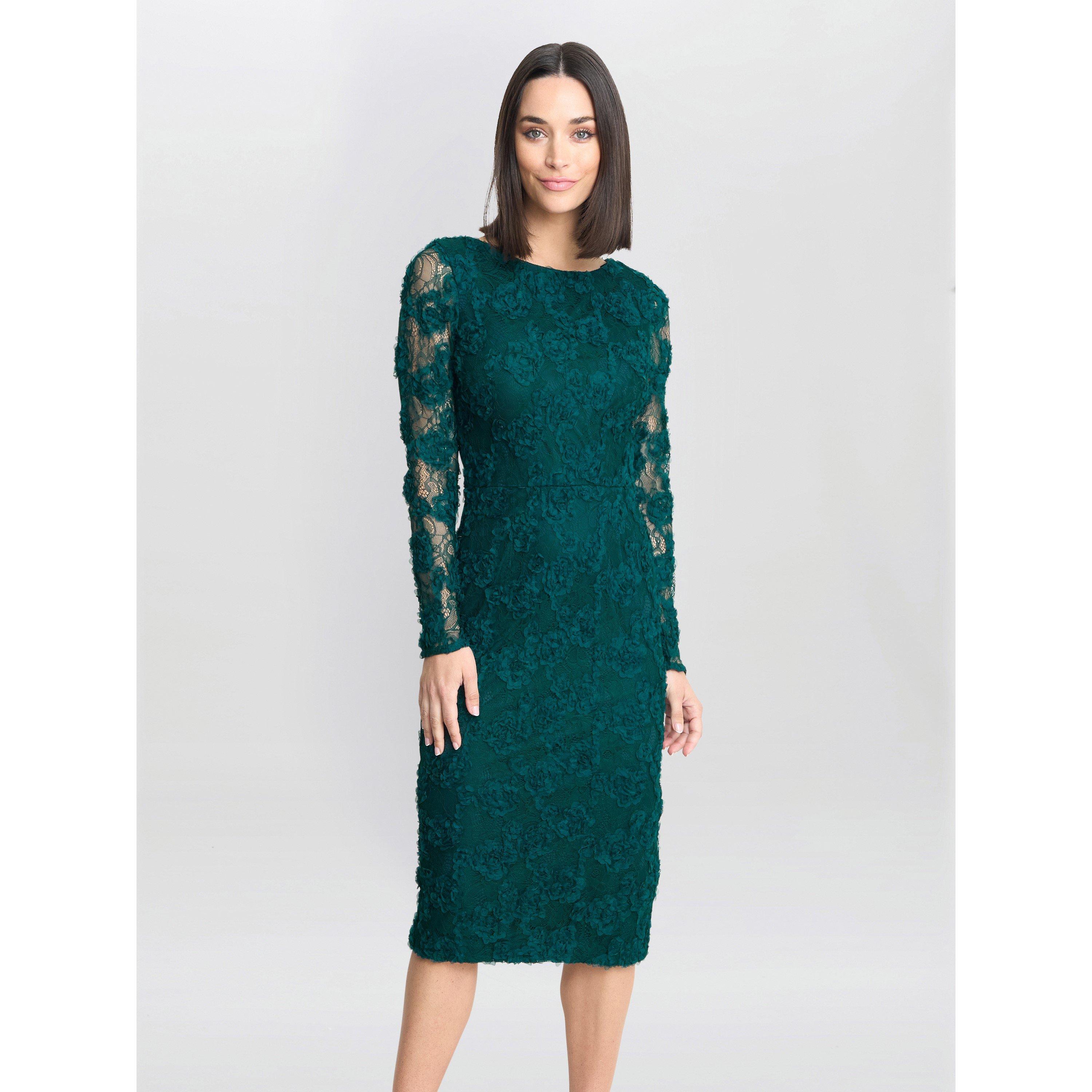 Bright Green - Gina Bacconi - Scarlett Corded Floral Lace Dress - 1