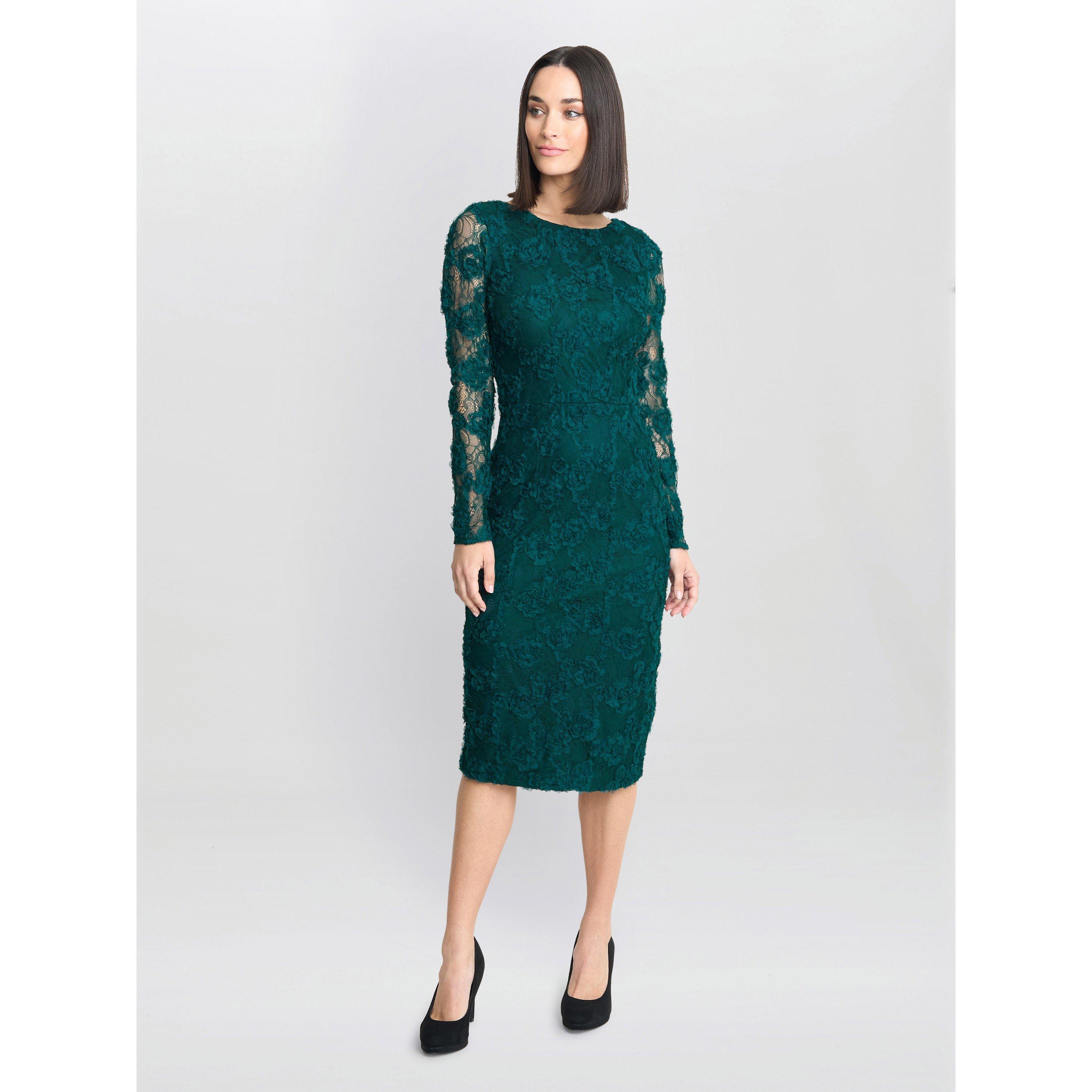 Bright Green - Gina Bacconi - Scarlett Corded Floral Lace Dress - 3