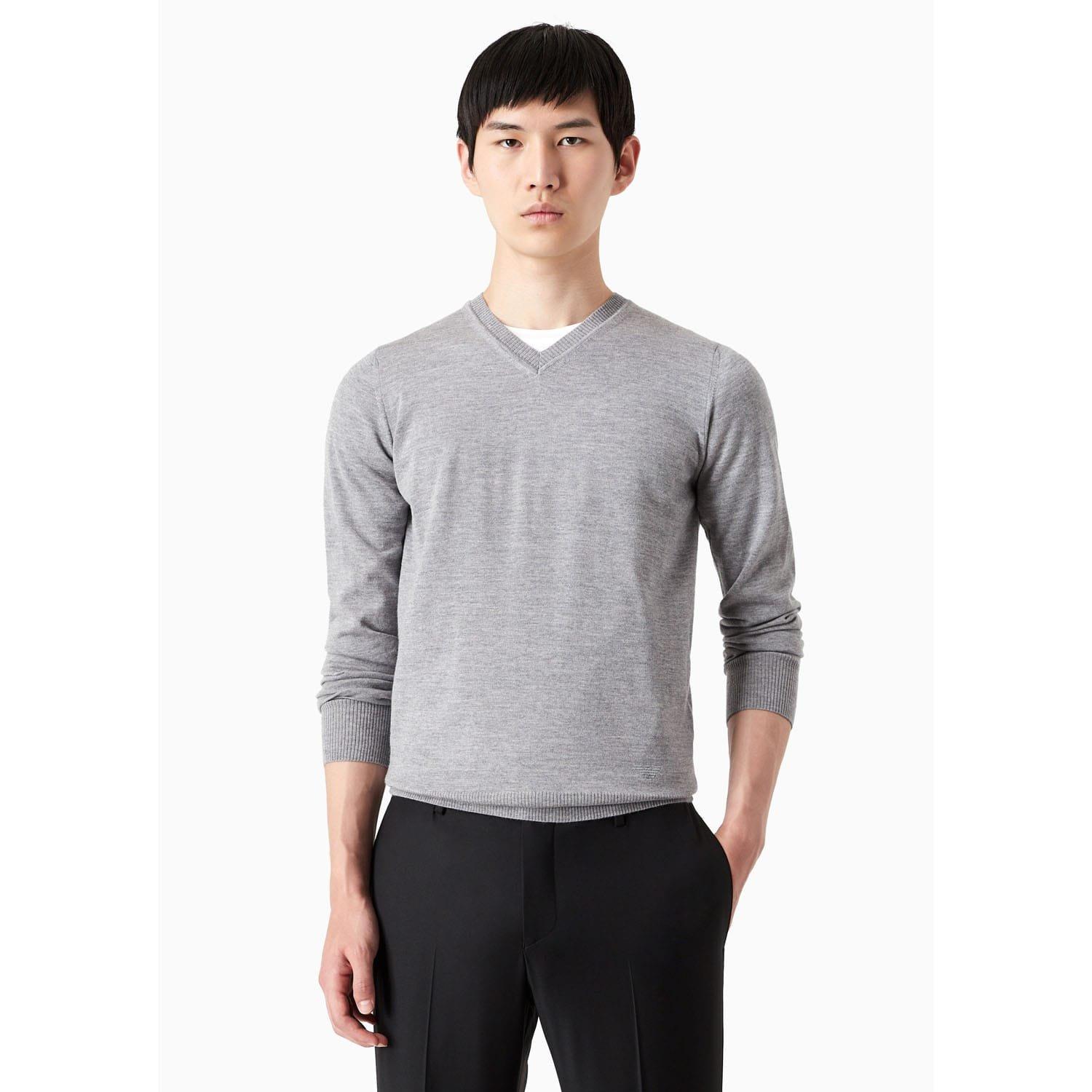 Emporio Armani V-Neck Sweater - Grey - M