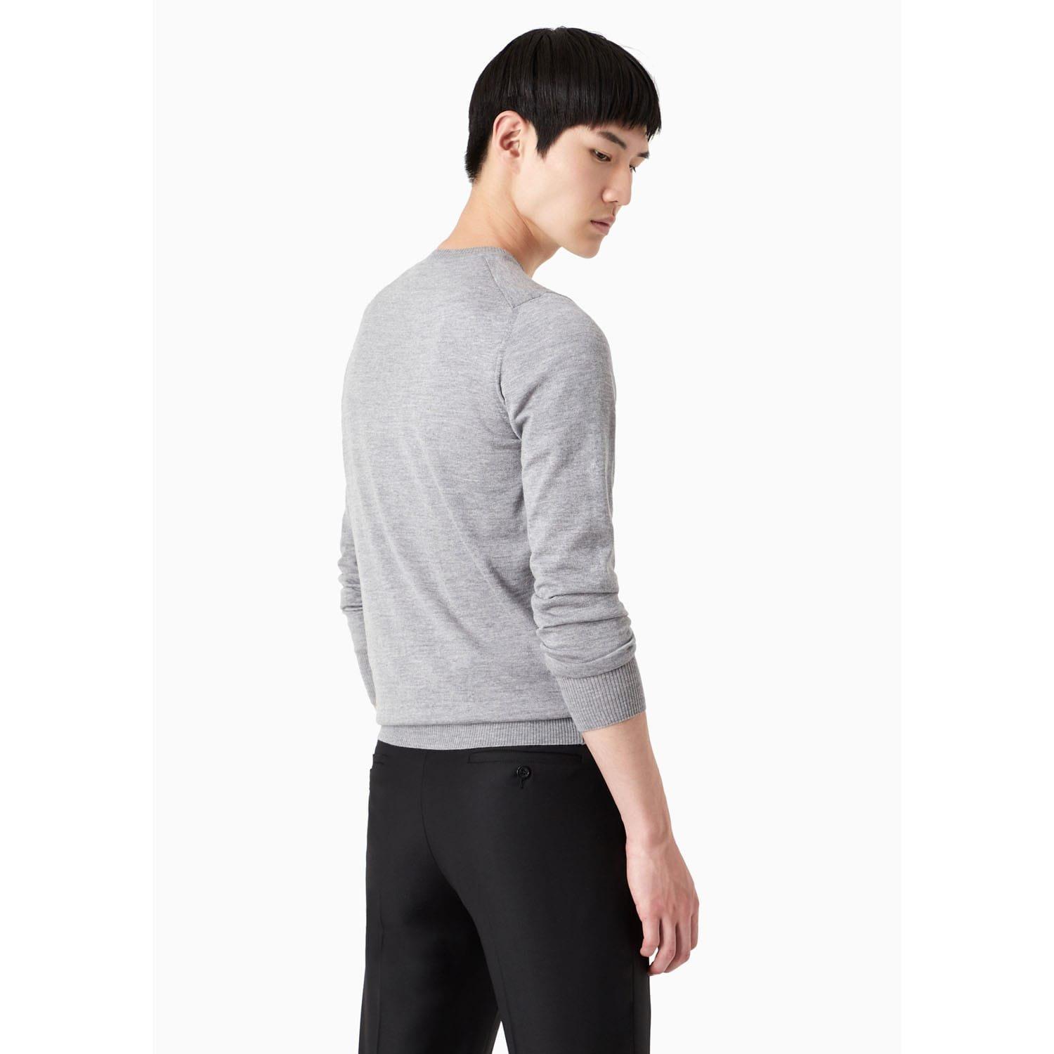 Grey - Emporio Armani - V-Neck Sweater - 2