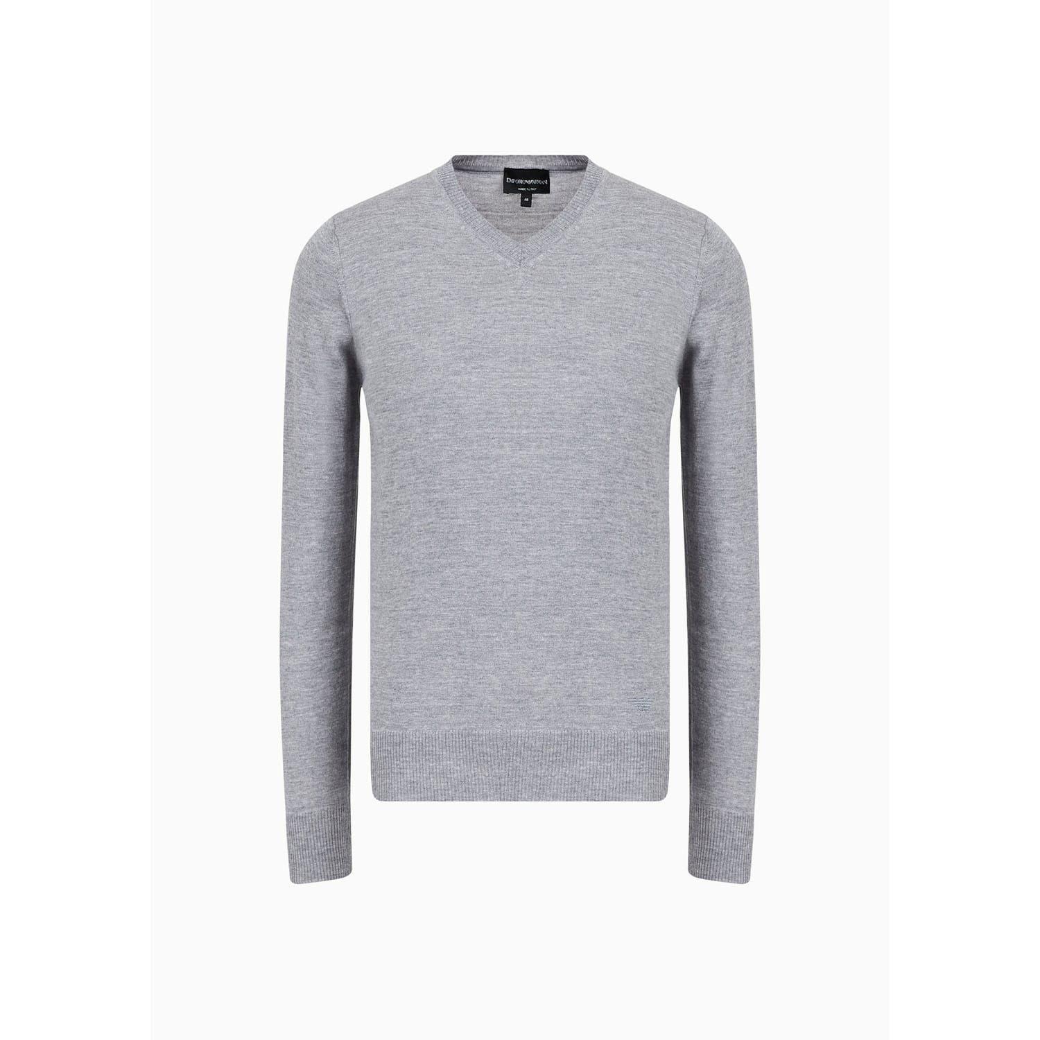 Grey - Emporio Armani - V-Neck Sweater - 3