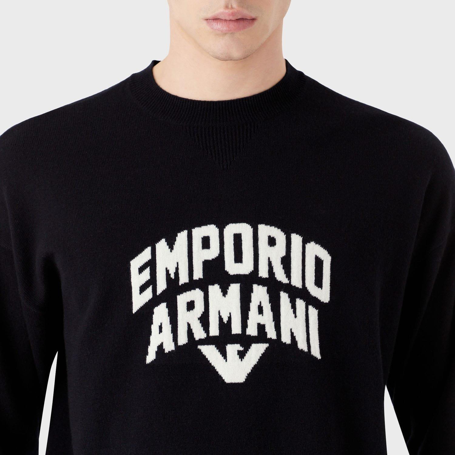 Navy - Emporio Armani - Knit Sweatshirt - 4