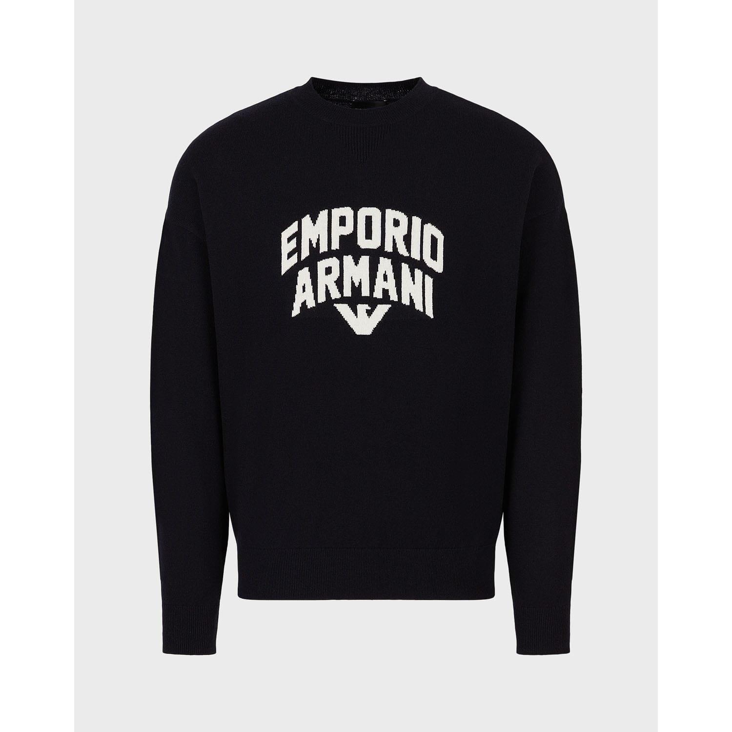Navy - Emporio Armani - Knit Sweatshirt - 5