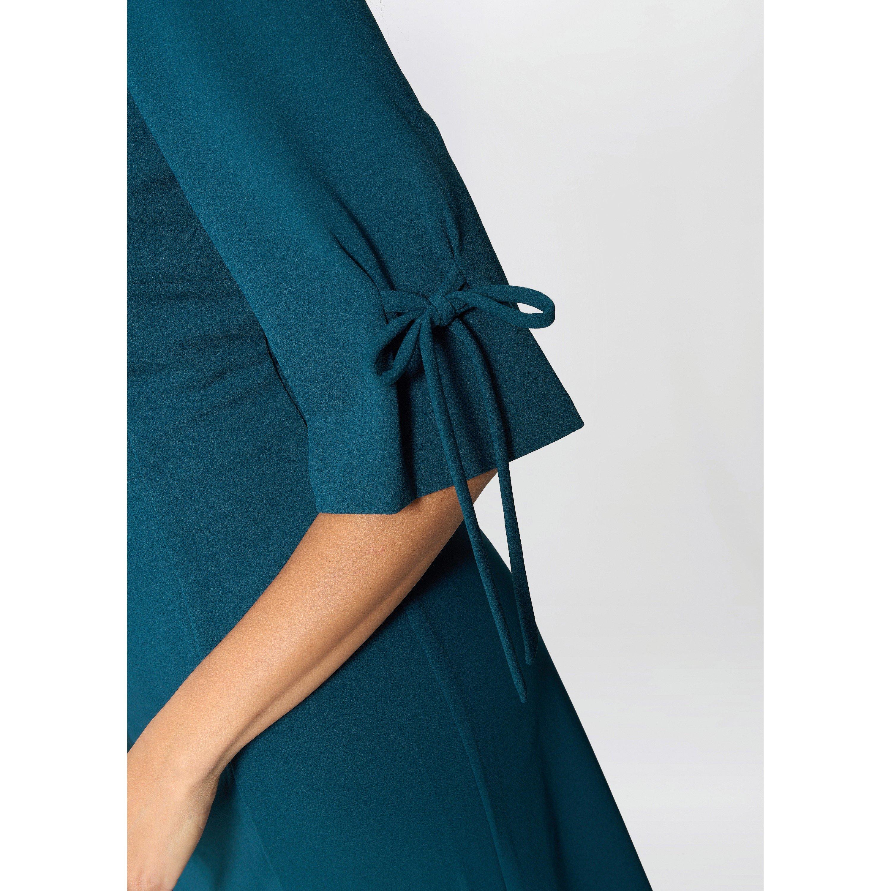 Dark Green - Gina Bacconi - Gilly three quarter Sleeve Structured Dress - 5
