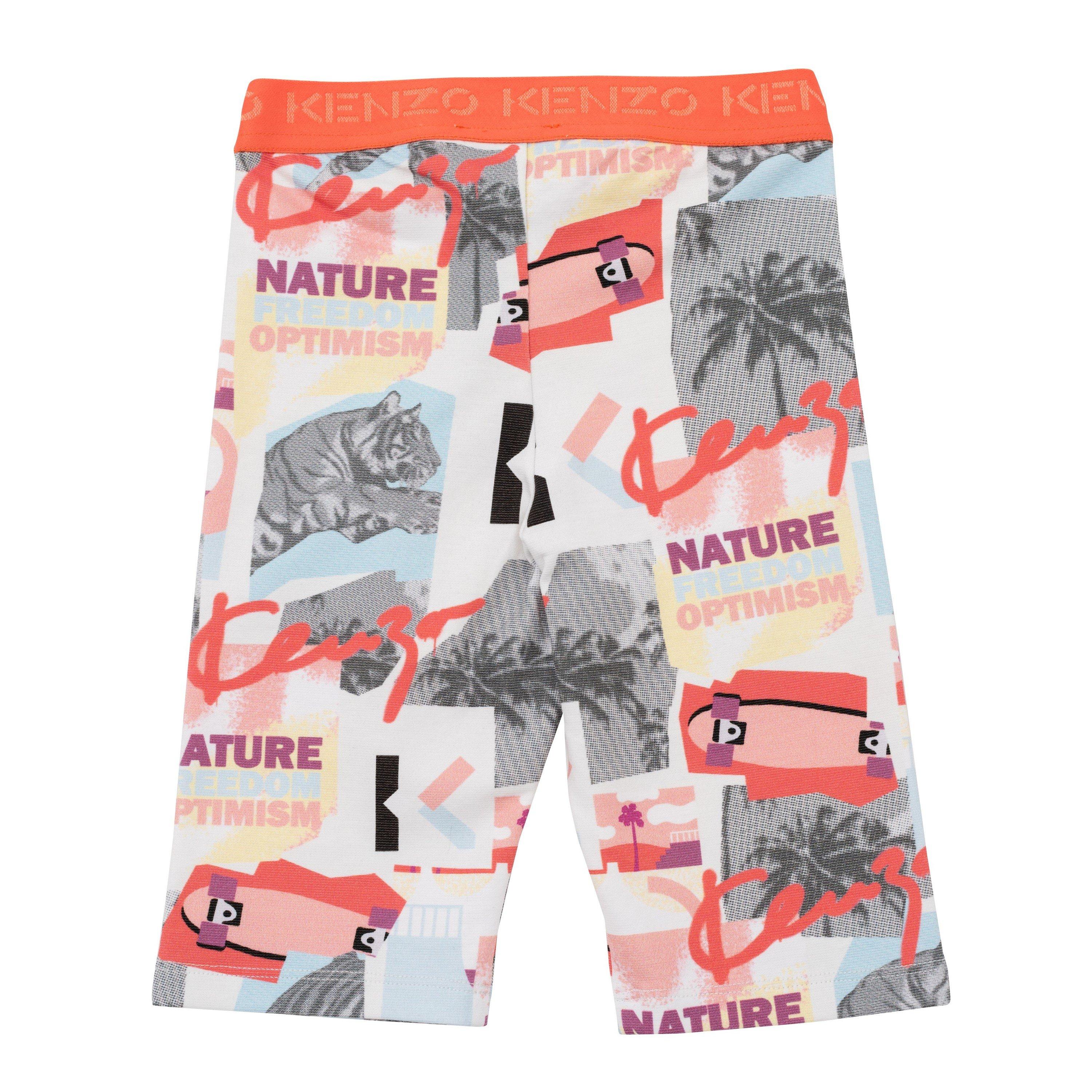 Coral Red - Kenzo - Kids' Aztec Print Cycling Shorts - 2