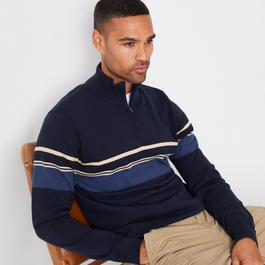 Threadbare Colourblock Quarter Zip Knitted Jumper