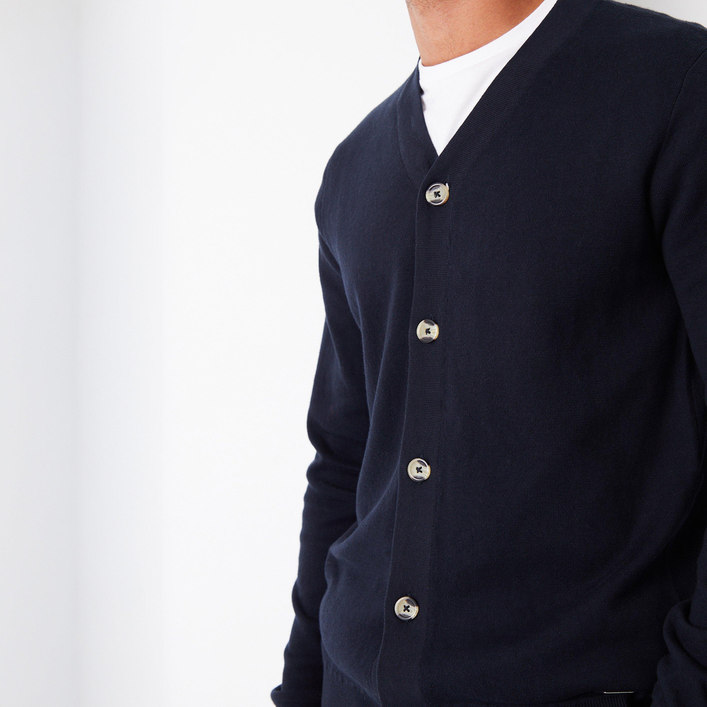 Navy - Threadbare - Cotton Blend Knitted Cardigan - 4