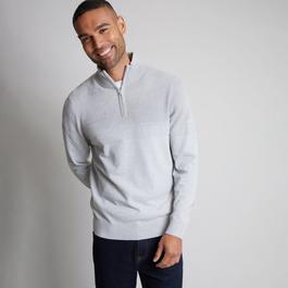 Threadbare Textured Stripe Detail Quarter Zip Jumper