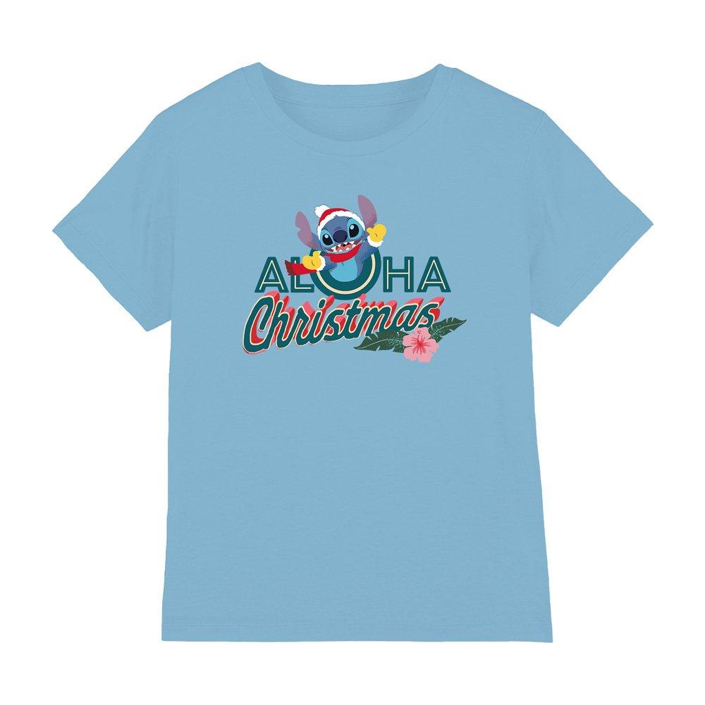 Light Blue - Disney - Lilo & Stitch Aloha Christmas With Stitch Kids T-S - 1
