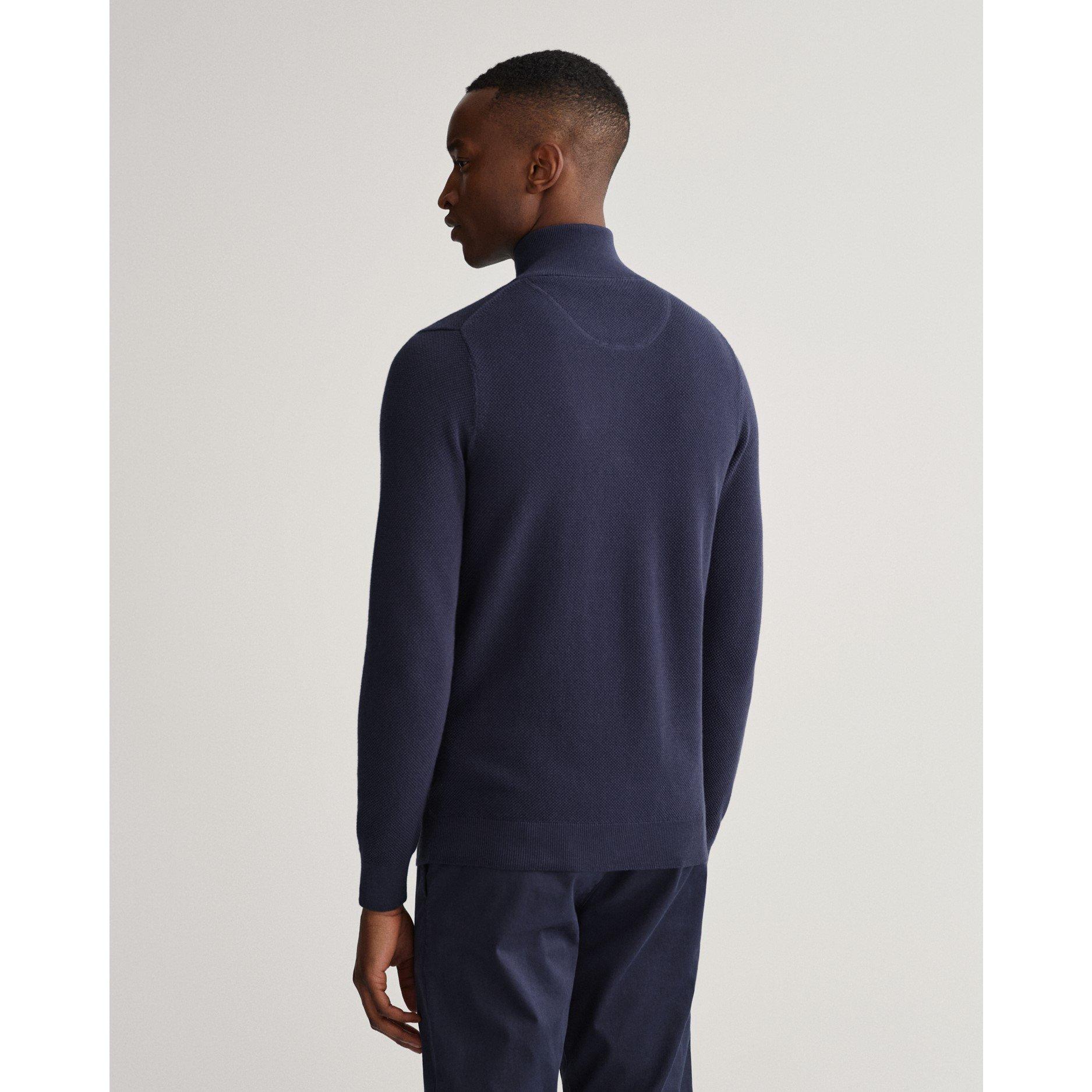 Blu sera - Gant - Cotton Piqué Half-Zip Sweater - 4