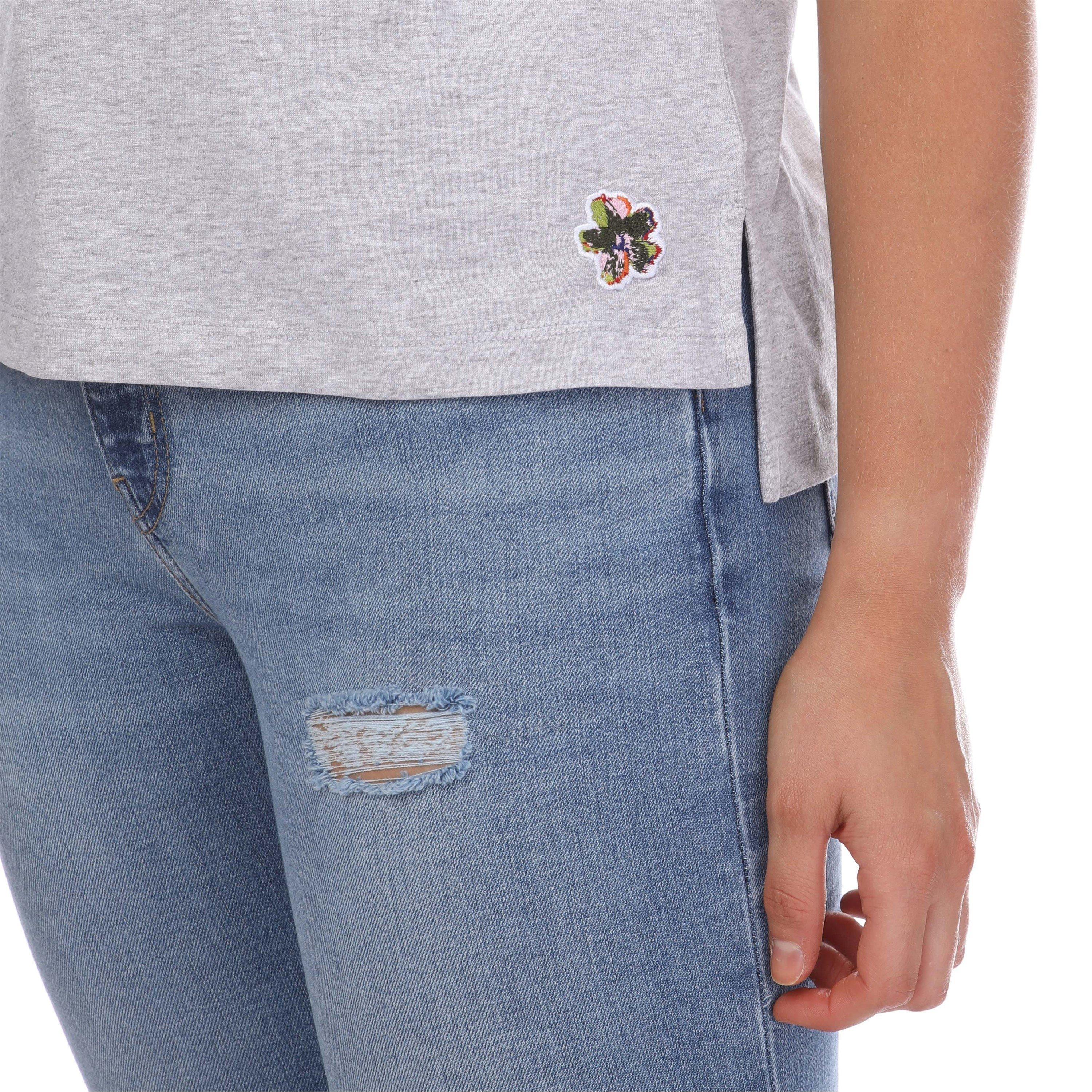 Grey - Ted Baker - Miarna V-Neck Easy Fit T-Shirt - 3