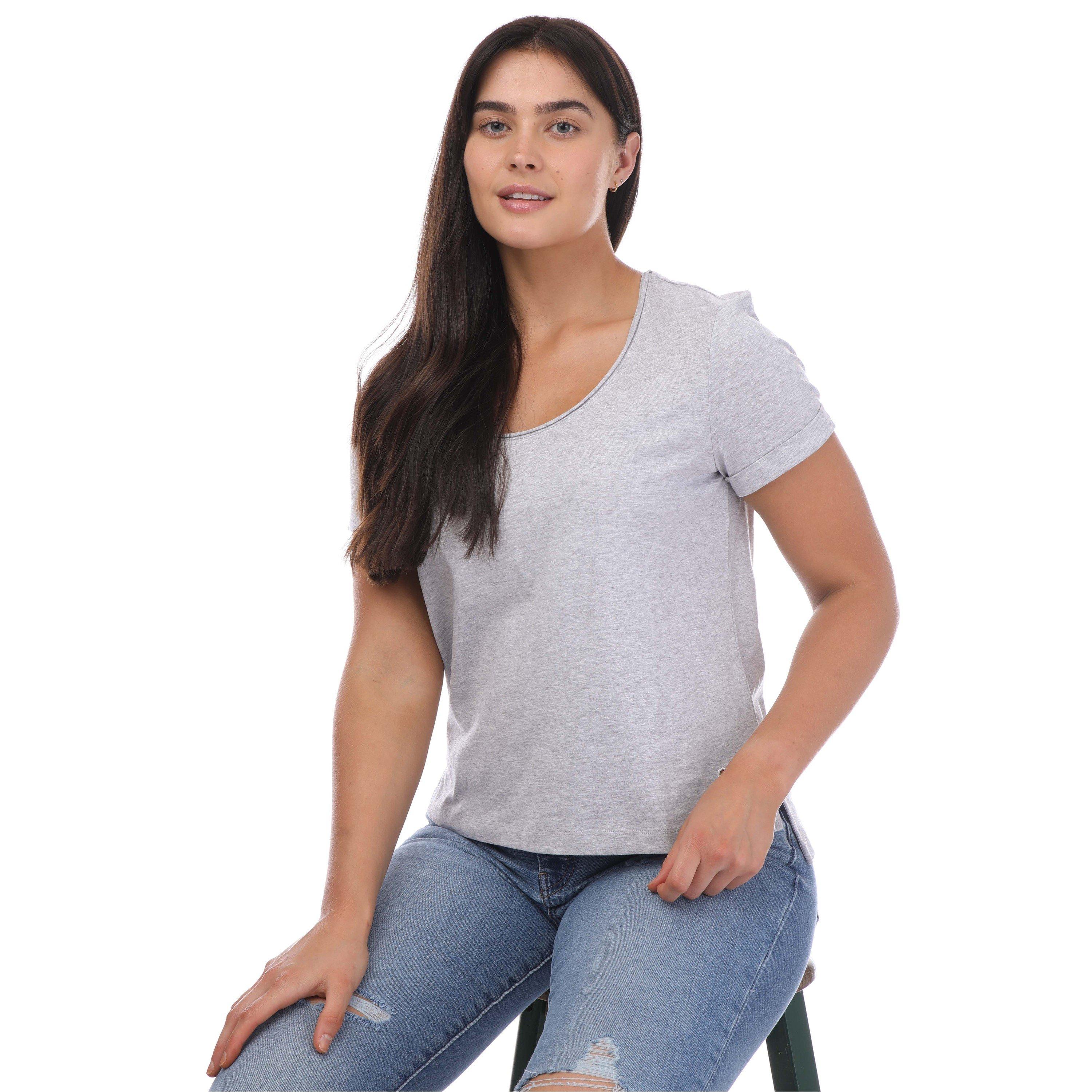 Grey - Ted Baker - Miarna V-Neck Easy Fit T-Shirt - 4