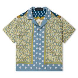 Versace Logo Print Silk Shirt  Shirt Babies