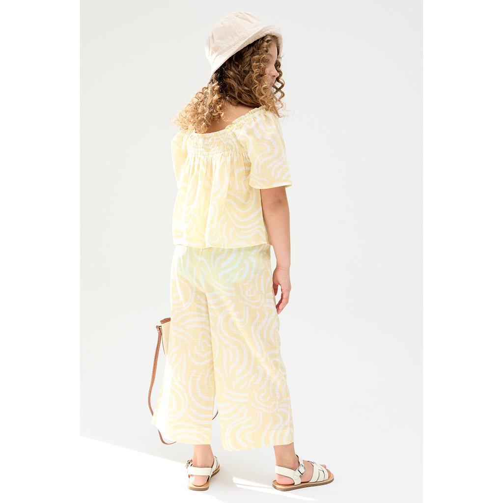 Yellow - Raffya - Raffya Kids Nia Shirred Neck Zebra Swirl Print Co-Ords Set In Yellow - 5