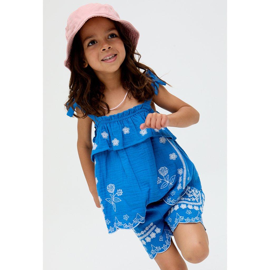 Blue - Raffya - Raffya Savvanah Frill Neck All Over Embroidered Co-Ord Set In Blue - 2