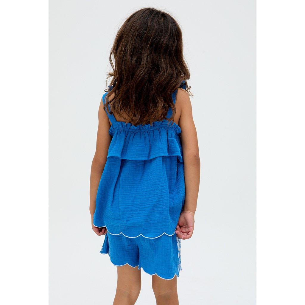 Blue - Raffya - Raffya Savvanah Frill Neck All Over Embroidered Co-Ord Set In Blue - 4